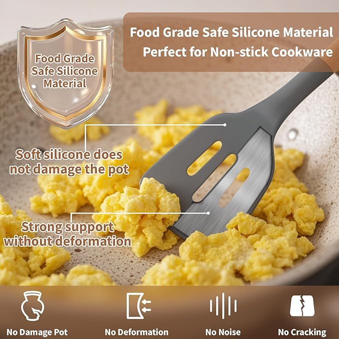 77L Silicone Cooking Utensils Set with Holder 32 PCS, Non-Stick Kitchen Cooking Utensils Set, Spatula, Turner, Tongs, Spatula, Spoon, Wooden Handle Kitchen Gadgets Utensil Set, Dishwasher Safe