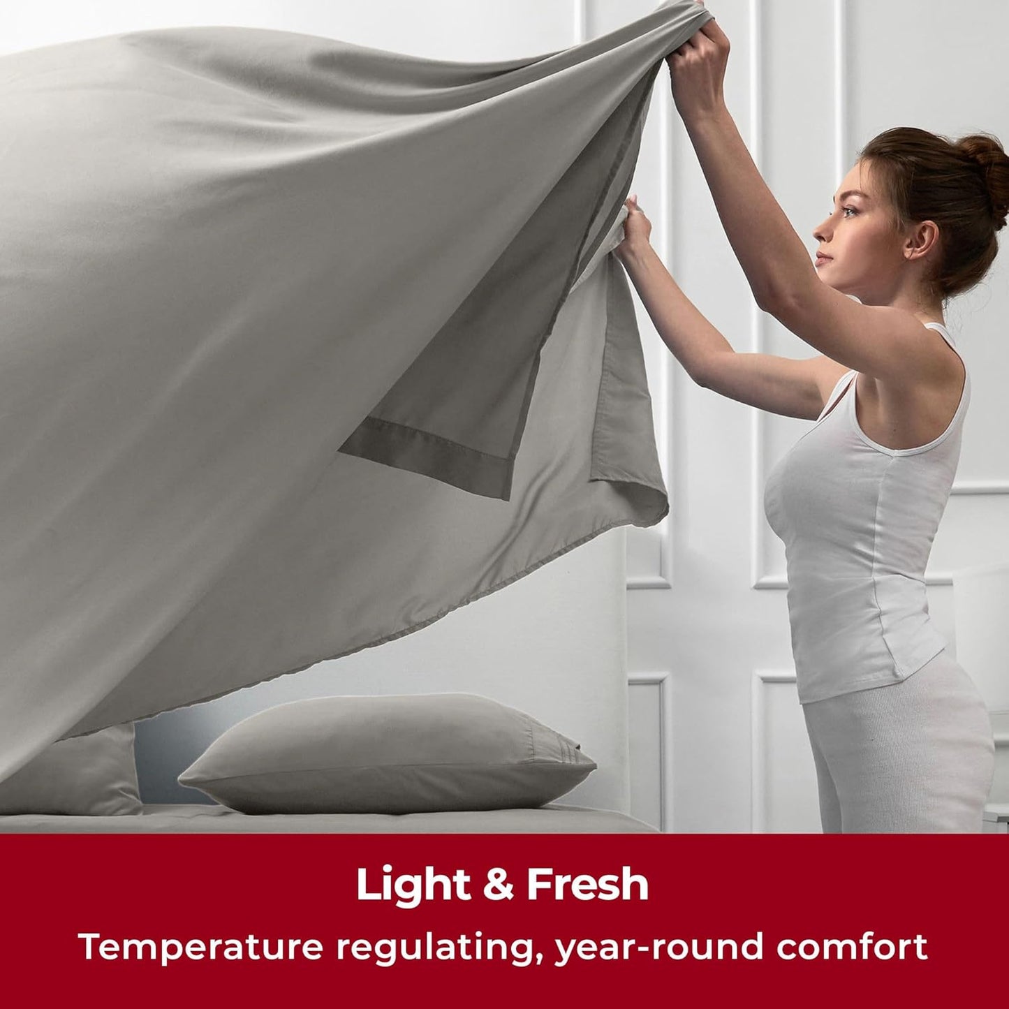 Mellanni Split King Sheets Set - 5 PC Iconic Collection Bedding - Hotel Luxury, Extra Soft, Cooling Bed Sheets - Wrinkle, Fade, Stain Resistant (Split King, Taupe)