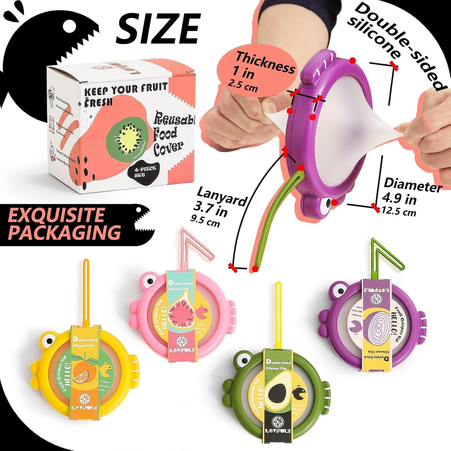 Avocado & Onion Saver – 4-Pack Reusable Food Storage Containers for Fridge – Fish-Shaped Keepers for Tomato, Garlic, Lemon – Help Reduce Food Waste