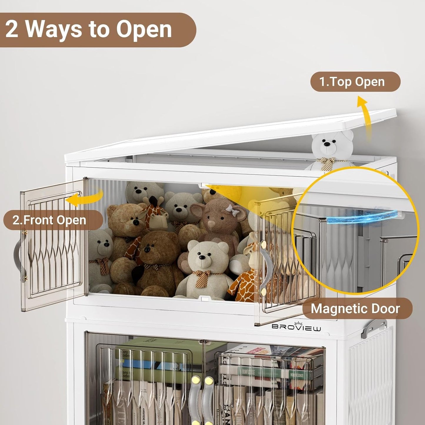 300Qt Stackable Storage Bins with Lid, Extra Large Closet Organizer Collapsible Drawer Boxes with Wheels, Folding Plastic Cabinet Containers for Home Kitchen Room Organization, 5Pack White