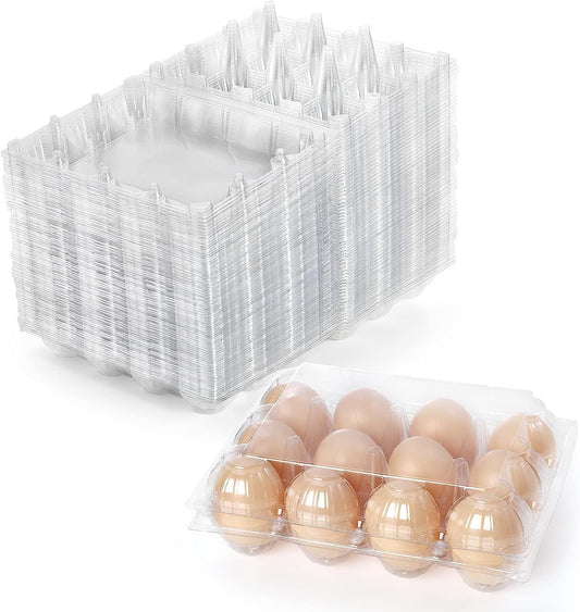 Youeon 60 Pcs Plastic Egg Cartons 12 Count, Clear Egg Cartons for Chicken Eggs 3x4 Grid, Reusable Eggs Carton Bulk Perfect for Family, Farm, Markets, Display, Camping -Medium
