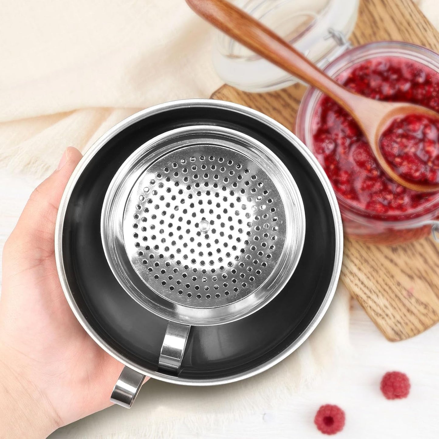 3 Pcs Canning Funnel with Strainer Stainless Steel Wide Mouth Kitchen Stackable Mason Jar Funnel for Filling Bottles