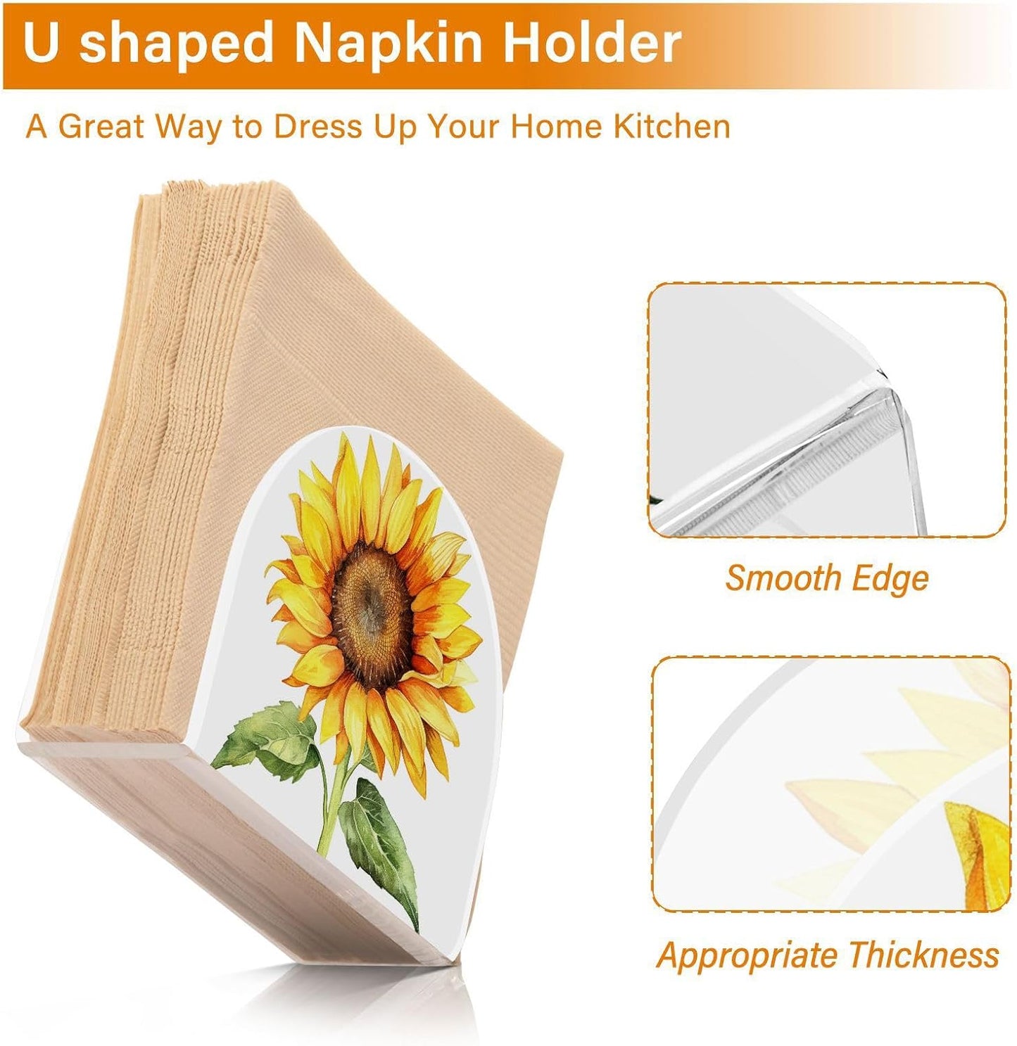 Beautiful Sunflower Napkin Holder for Table Paper Napkins Holder Acrylic Tissue Dispenser Kitchen Dining Room Bathroom Party Car Decor