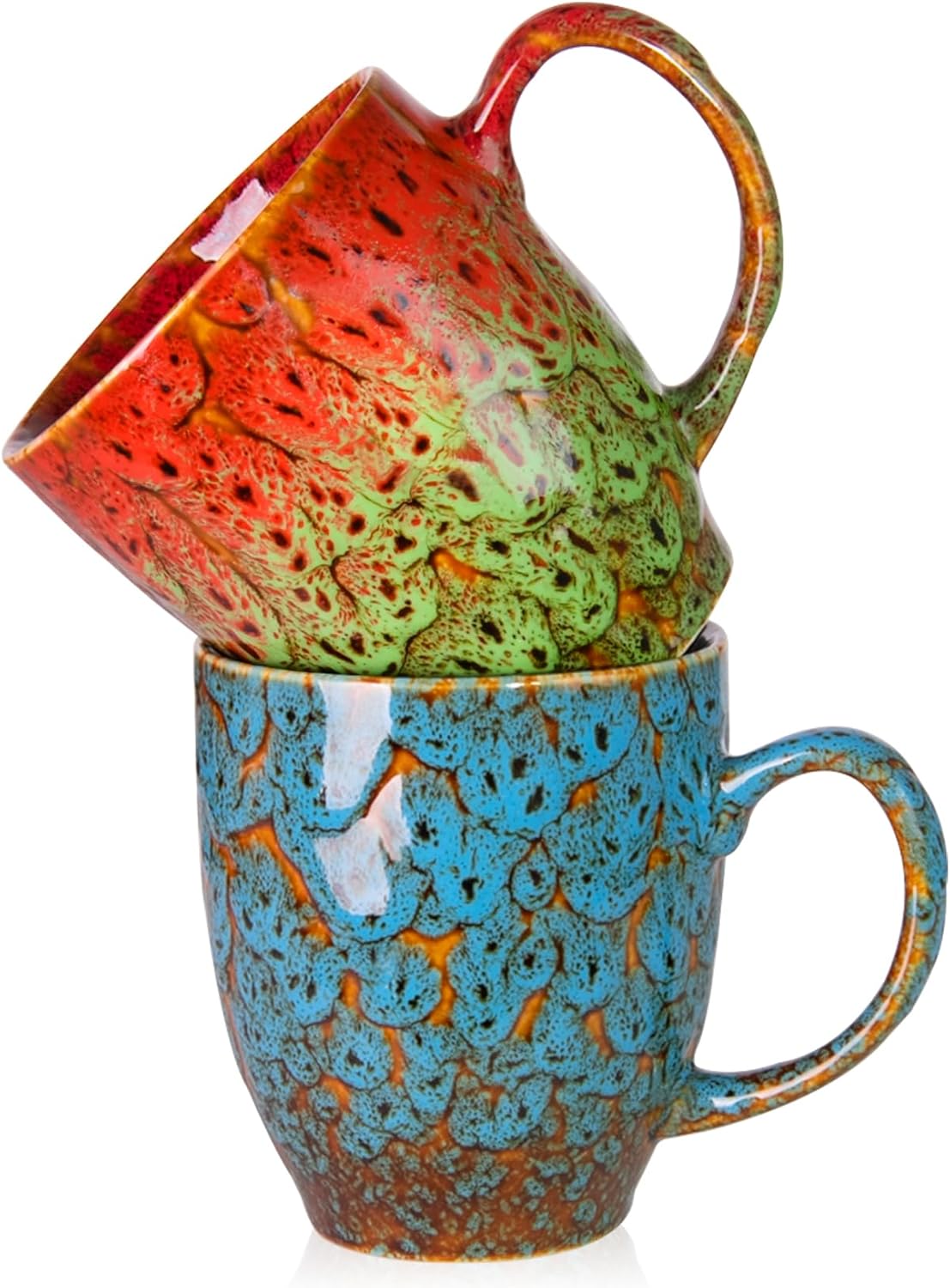 Set of 2 Durable 16 oz Coffee Cups, Large Coffee Mugs with Ergonomic Handle, Ceramic Mugs Dishwasher & Microwave Safe, Ideal Tea Mugs for Home, Office, Gifts (coffee, Tea, Hot Cocoa, Latte Cup)