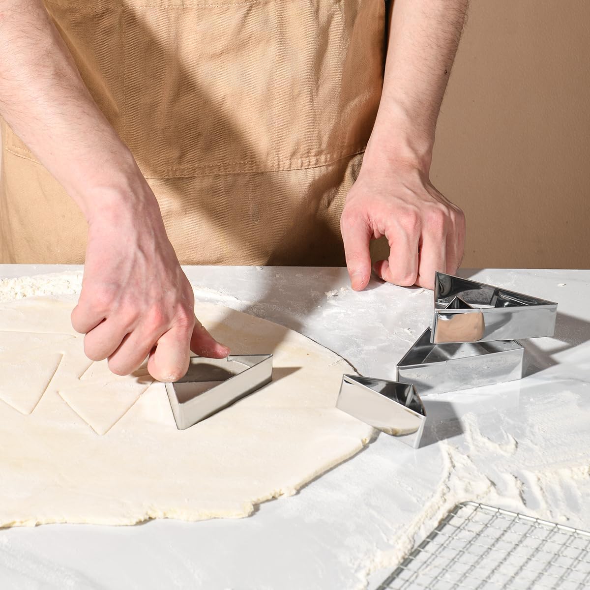 Equilateral Triangle Cookie Cutter Set Large Stainless Steel Geometric Frame Plaque Cookie Cutters Shapes Molds - 1 Inch Depth (4 Sizes)