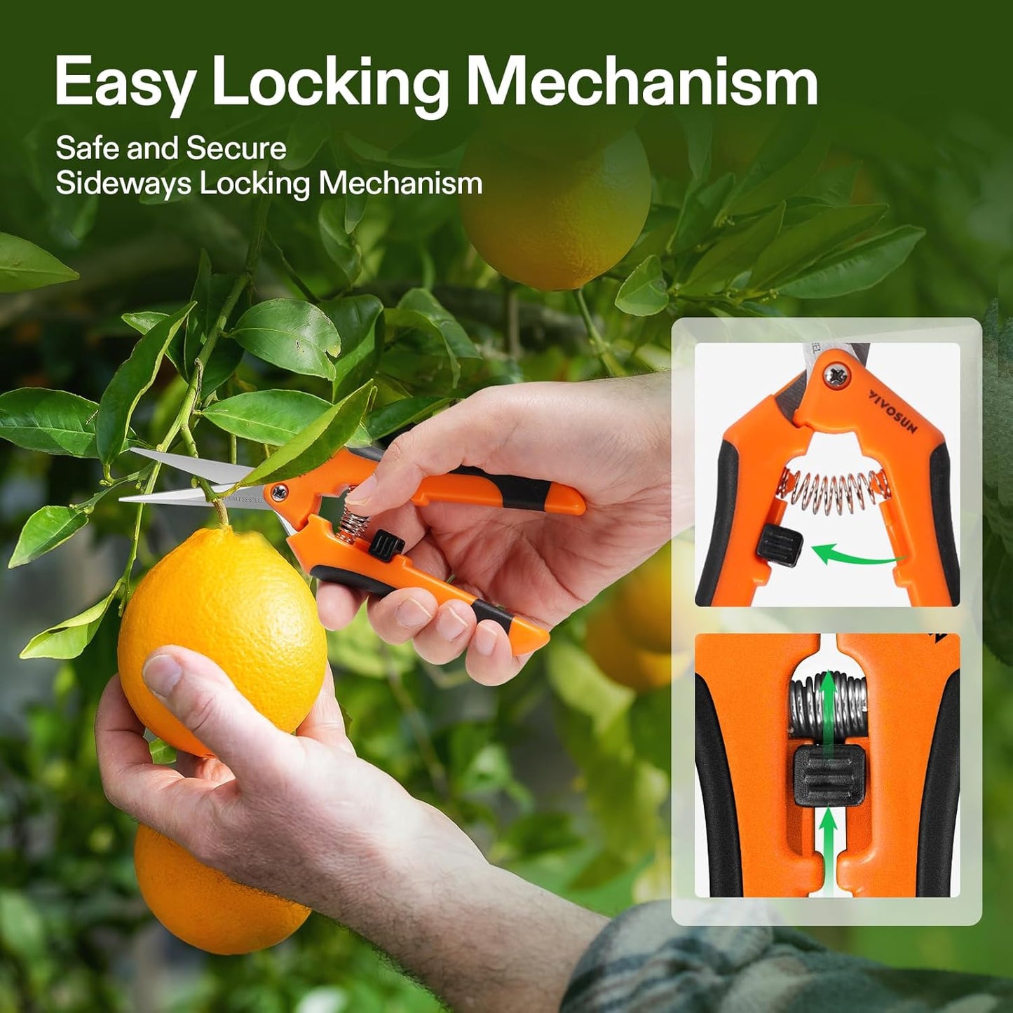 VIVOSUN 12-Pack 6.5 Inch Gardening Scissors Hand Pruner Pruning Shear with Straight Stainless Steel Blades Orange