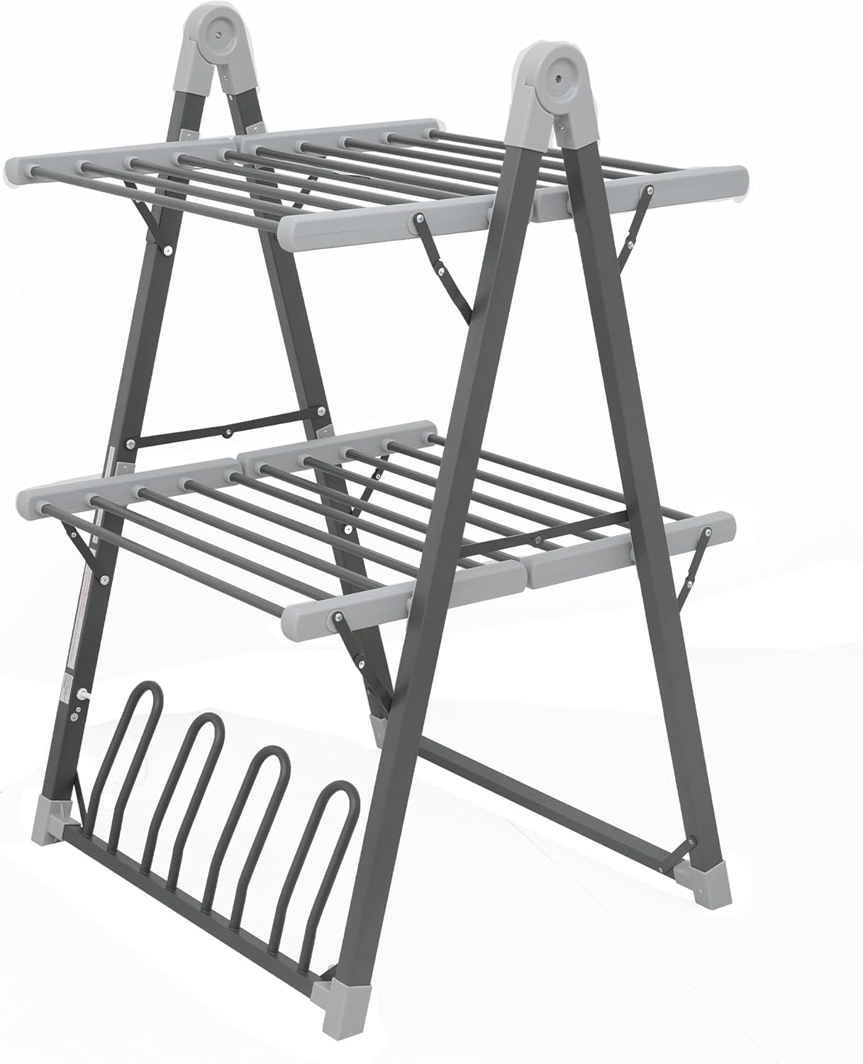 Electric Heated Clothes Drying Rack,Foldable Heated Garment Dryer with Timer Shut-Off Laundry Rack for Clothes Shoes Socks,Aluminum Alloy,Space Gray,Plug & Play,(39.37x25.98x23.82in)