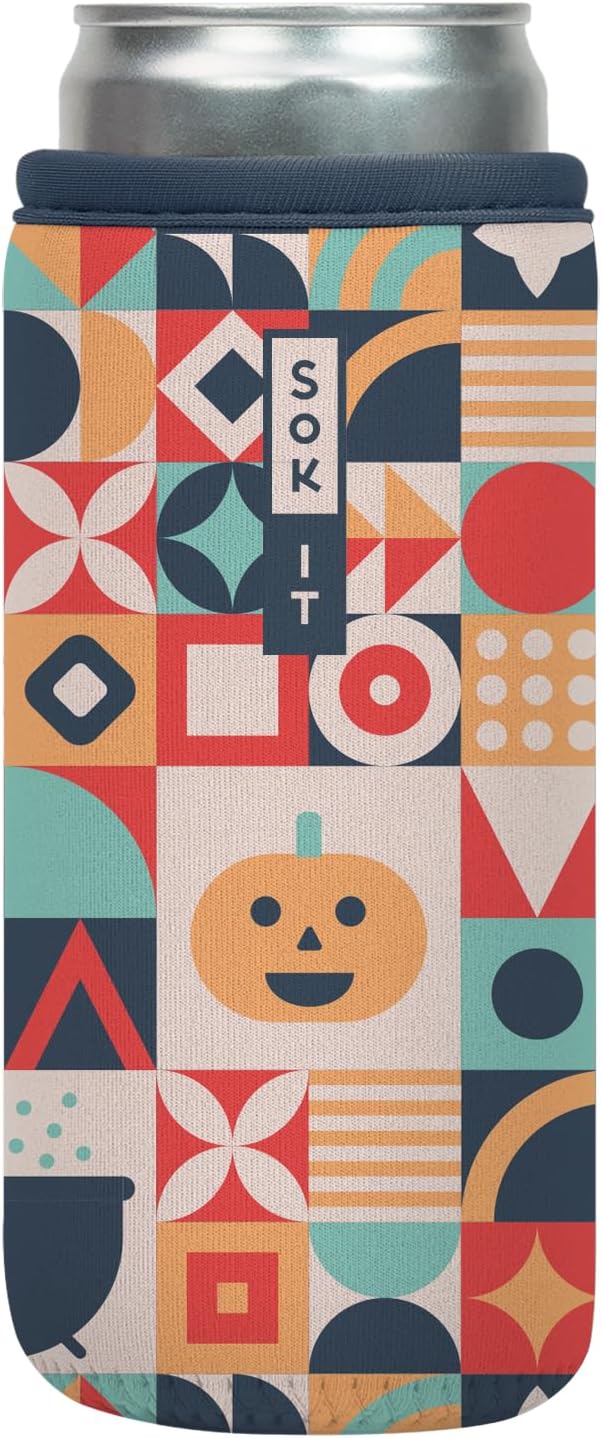 Sok It CanSok Sleeve for Beer & Soda Insulated Neoprene Cover (Patch Perfect, 12oz Slim Can Sleeve)