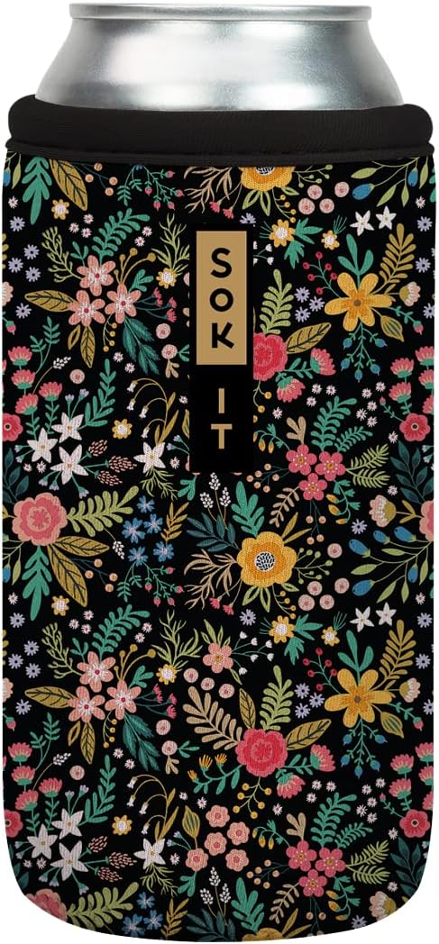 Sok It CanSok Sleeve for Beer & Soda Insulated Neoprene Cover (English Garden Picnic, 16oz Can Sleeve)