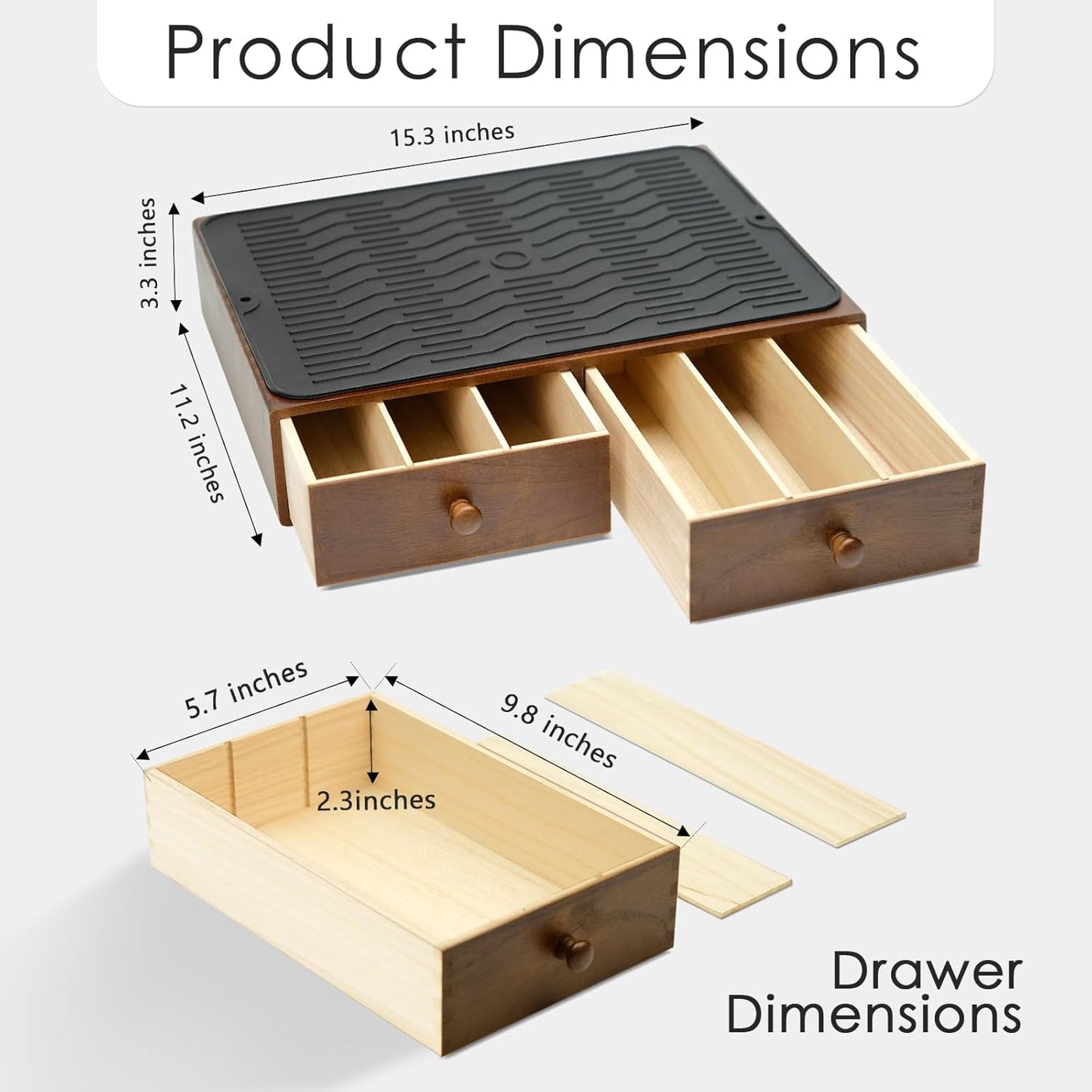 Wooden Coffee Pod Holder with Silicone Non-Slip Pad, Coffee Storage K Cup Organizer for Countertop, K Cup Drawer and Tea Organizer for Counter, Coffee Station Organizer (30 Pod Capacity)