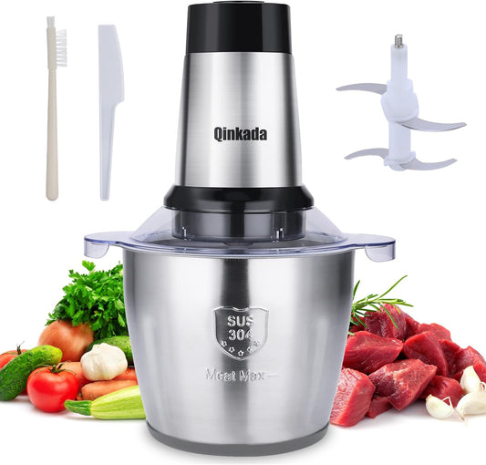 Food Processor, 500W Powerful Meat Grinder, 14Cup Stainless Steel Bowl, 3 Speed Modes 4 Bi-Level Blades for Onion, Meat, Nuts, Fruit, Garlic, Vegetable, Baby Food
