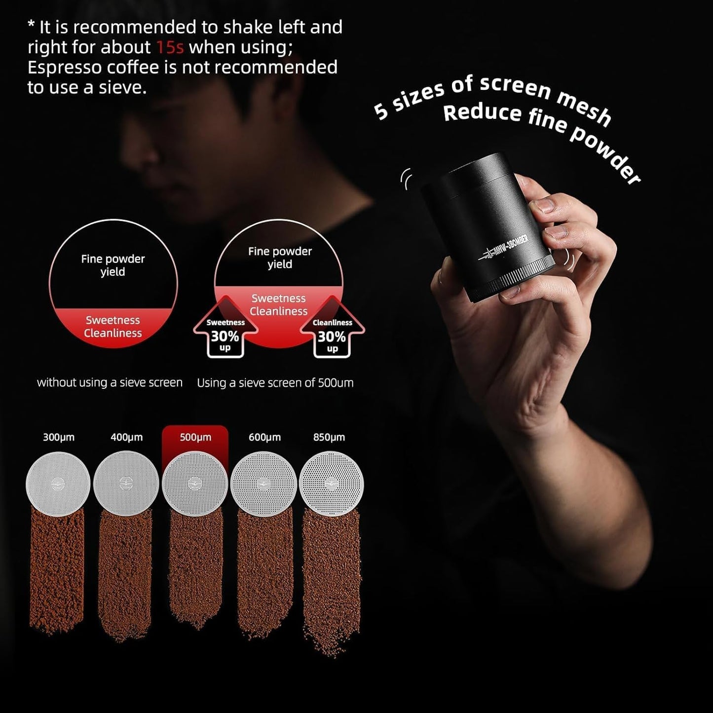 MHW-3BOMBER R3 Manual Coffee Grinder with CNC Stainless Steel Conical Burr and 5 Screen for French Press, Drip, Espresso, External Adjustable, Hand Coffee Bean Grinder with Magnetic Bin, G5847B-OS