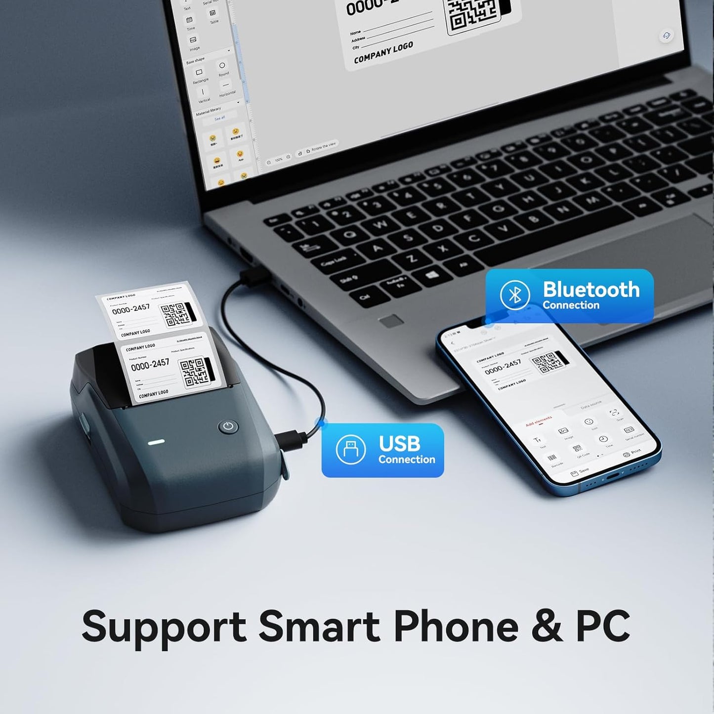 NIIMBOT B1 Label Maker with Tapes, 2 Inch Portable Thermal Label Printer for Home School Office Small Business, Address, Bakery, Crafts, Retail, Support Smartphones & PC，Dark Blue