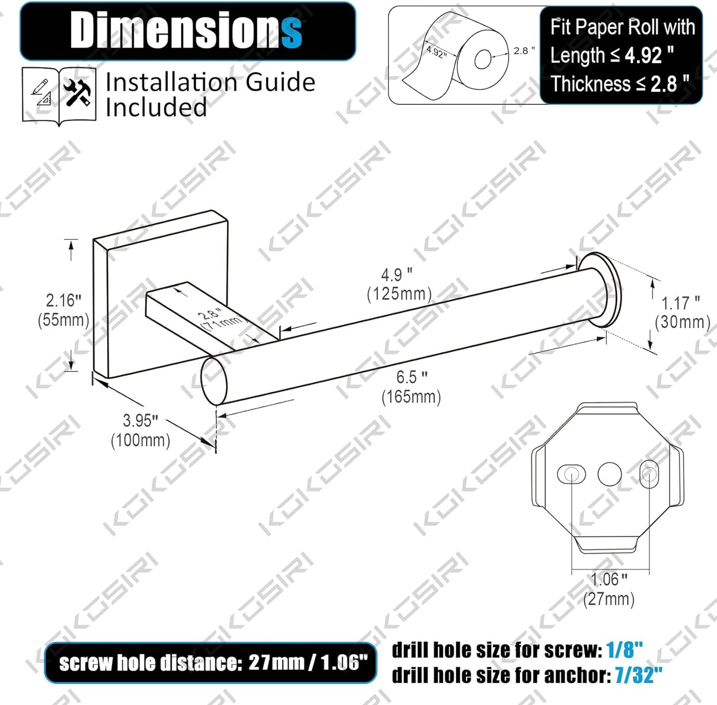 KOKOSIRI Toilet Paper Holder Oil Rubbed Bronze for Bathroom Kitchen Toilet Roll Holder Hold Mega Rolls Wall Mount, Stainless Steel 2 Pack, B2008ORB-P2