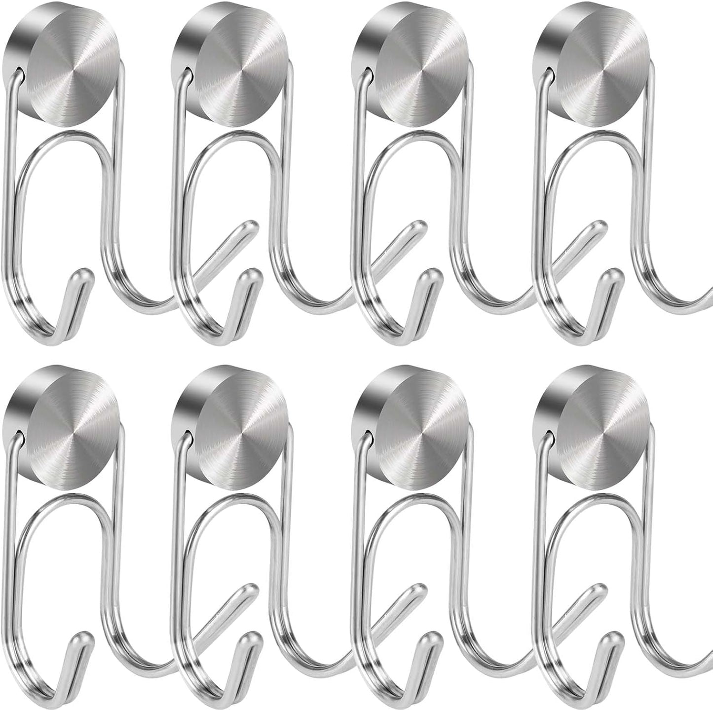 Magnetic Hooks 304 Stainless Steel Hooks Heavy Duty Magnets Hanging Hooks for Refrigerator Grill Toolbox Cabins Outdoor,Cruise Essentials Camper Accessories,8pack(Silver,1.3in-2)