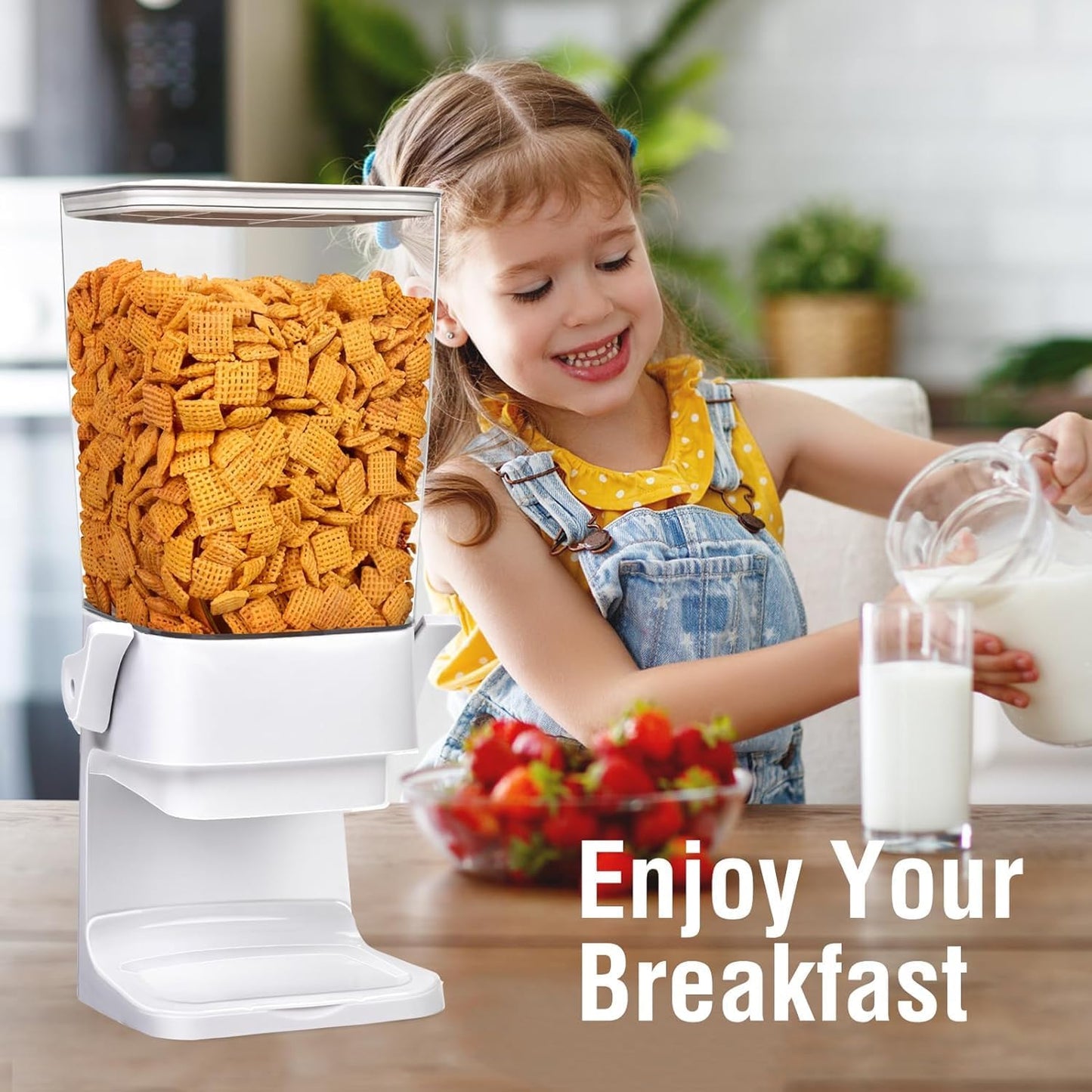 Cereal Dispenser Countertop 3pcs,5.5L Cereal Containers Storage Dispenser for Pantry,Dry Food Storage Rice Containers,Candy Dispenser,Snack Organizer Machine for Grains, Nuts,Oatmeal, Pet Food White