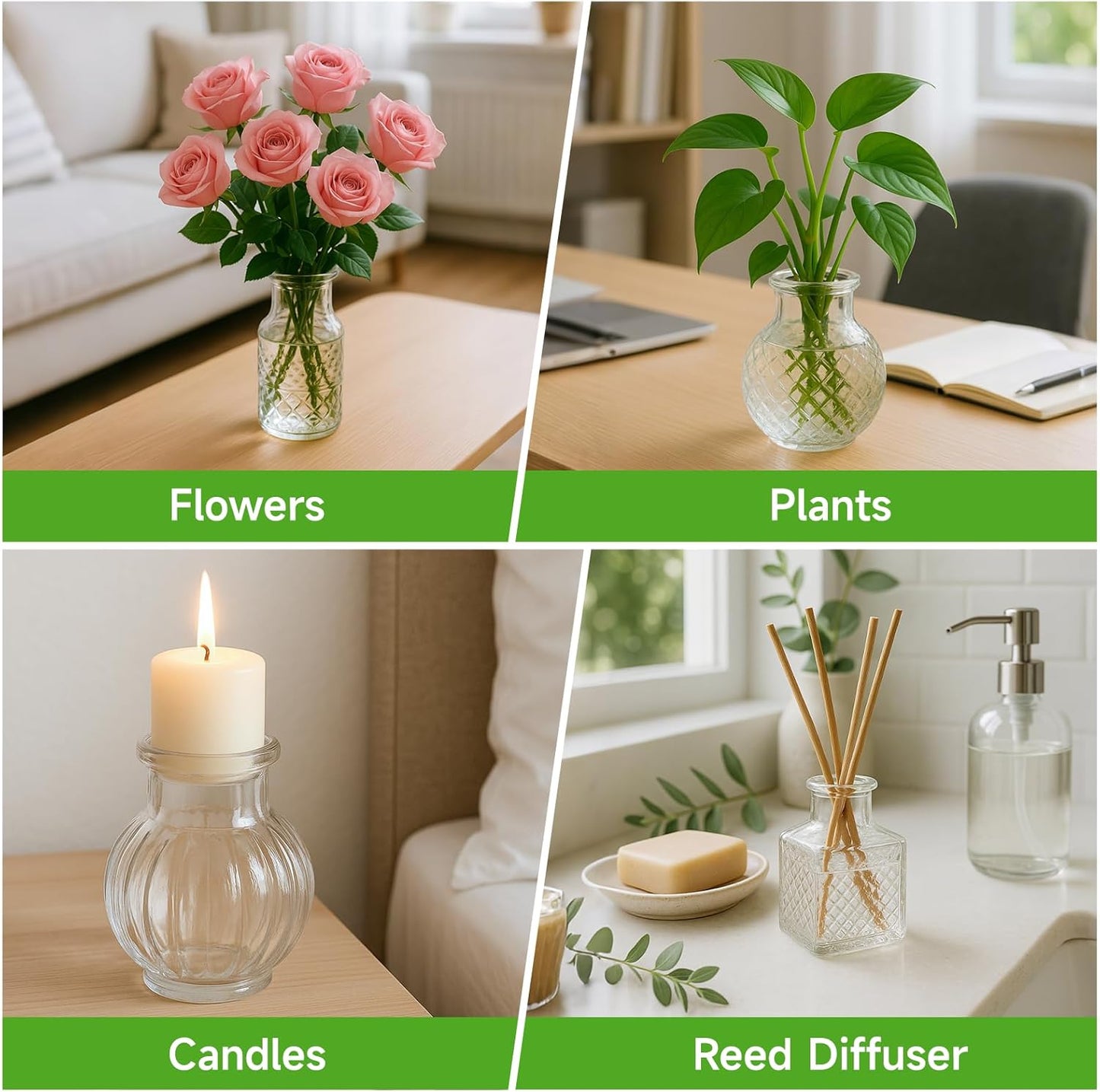 Glass Bud Vase Set of 20 Pcs, Small Clear Bud Vases for Flowers, Vintage Vases for Centerpiece Table Wedding Decorations Home Decor Glass Bottles for Birthday Party Anniversary