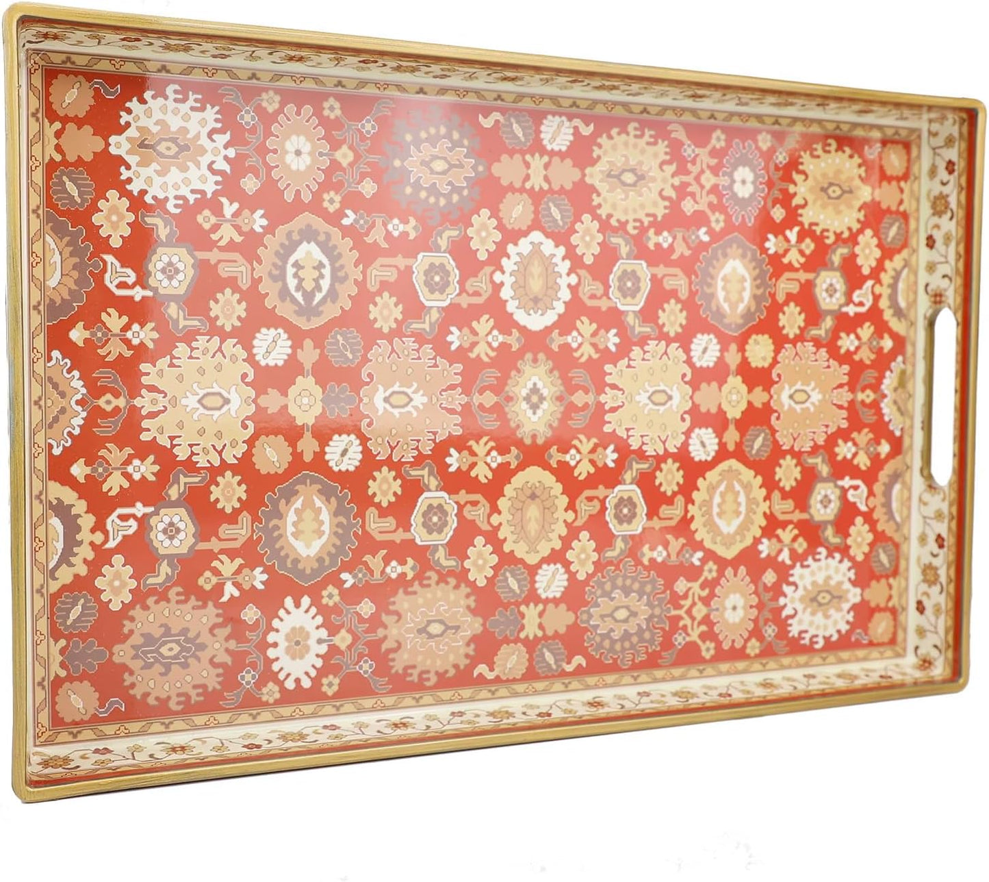 Spsyrine Serving Tray, Plastic Rectangular Coffee Table Tray with Handles, Modern Decorative Tray for Living Room, Ottoman, Home Decor, 15.6” X 10.2"