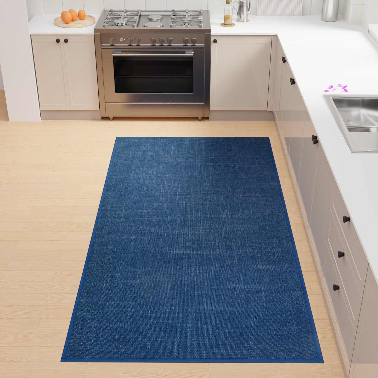 Kitchen Mat, Cushioned Non Slip Rugs for Kitchen Floor, Absorbent Runner Comfort Standing Mats Washable for Kitchen, Office, Home (Dark Blue, 35.4"x71")