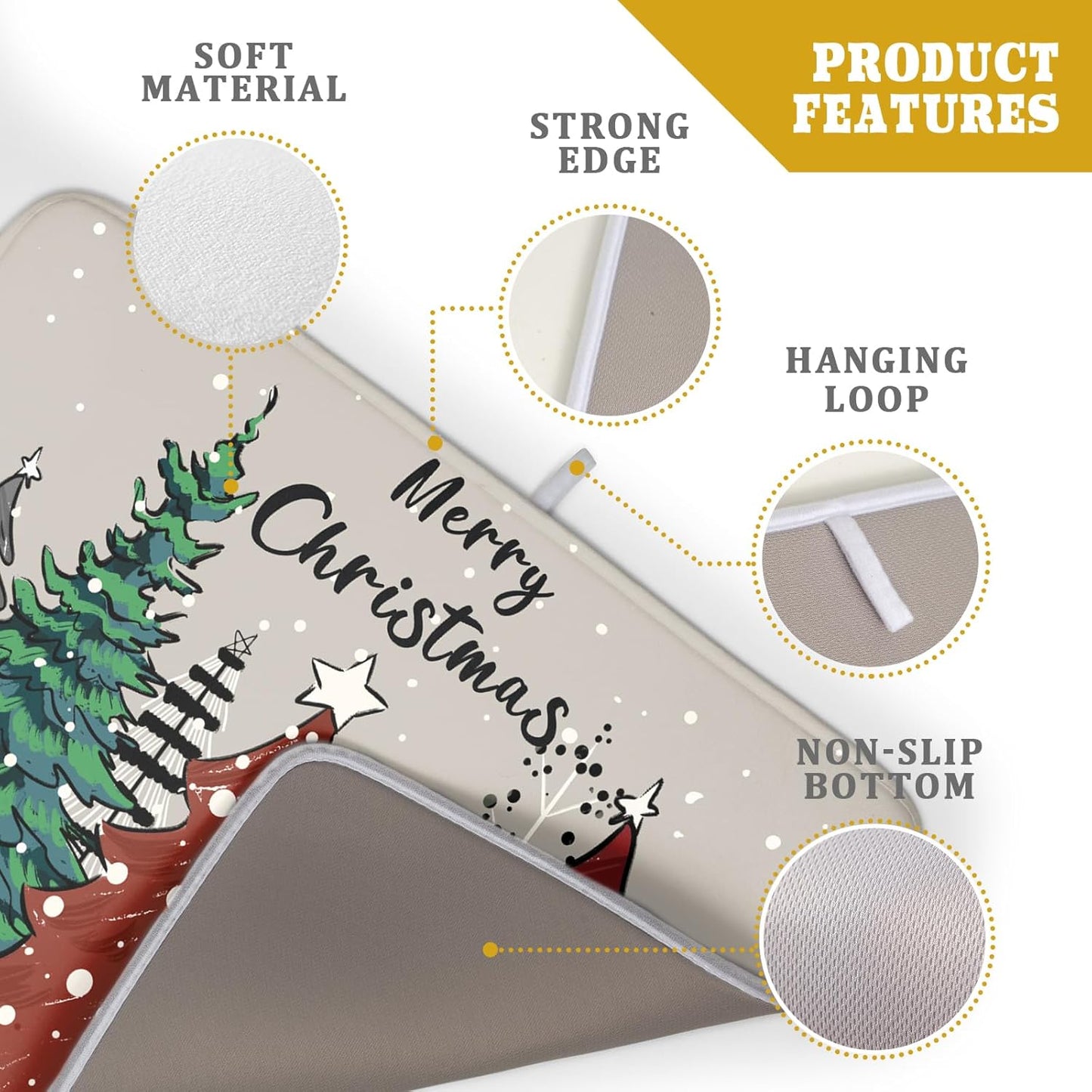 Christmas Trees Dish Drying Mat Winter Holiday Kitchen Dishes Pad 18x24 Inch Absorbent Reversible Fast Dry Draining Rack Pad for Countertop