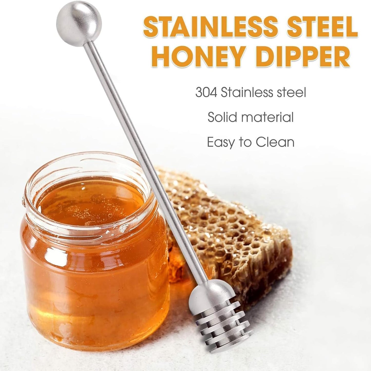 Stainless Steels Honey Spoons and Honey Dipper,2PCS Stainless Steel Honey Dipper Stirrer Server,Honey Spoon,Honey Dipper With Spiral Sugar Spoon Iced Tea Spoon Coffee Spoons for Jam,Honey,Coffee