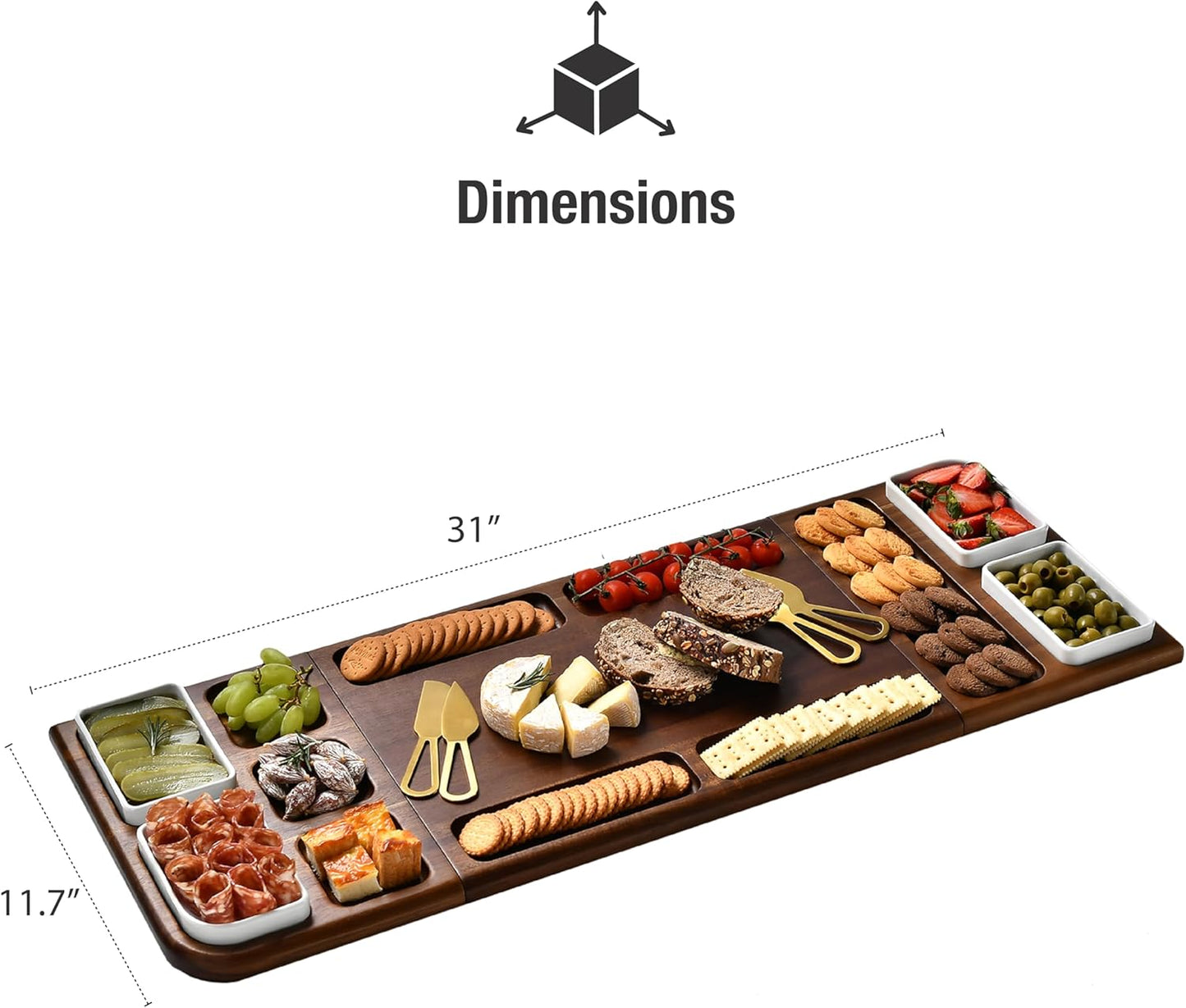 Shanik Premium Charcuterie Board - Magnetic Cheese and Meat Double-Sided Serving Tray and Cutting Board - Gift for Any Occasion Quality Assured Without Engraving