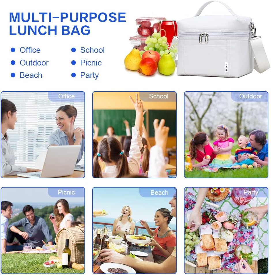 NOL Natural Organic Lifestyle Insulated Lunch Bags for Women Cooler Bag Lightweight Nylon Waterproof Lunch Box For Work