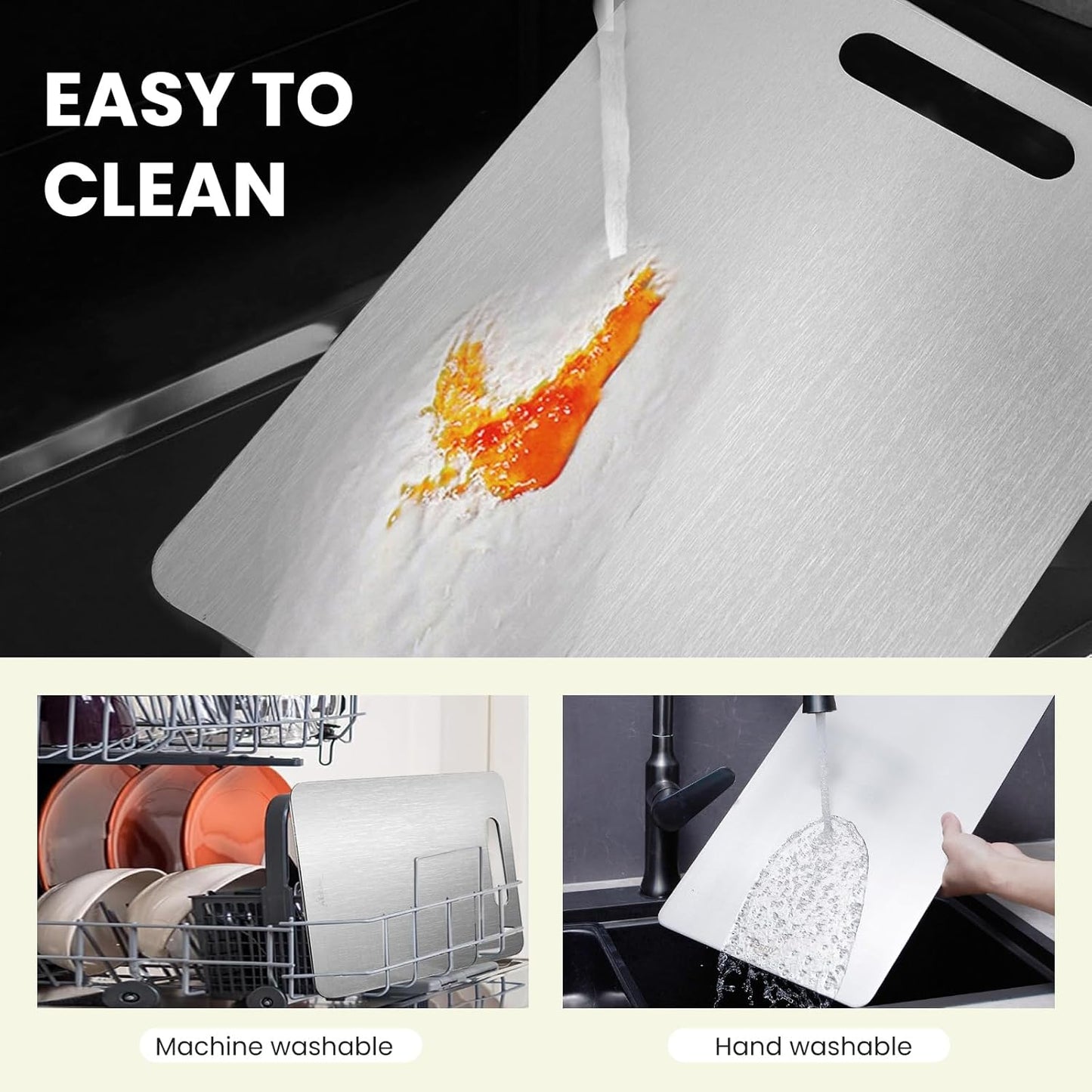 3 Pack Titanium Cutting Board - 100% Pure Titanium Cutting Boards For Kitche,Easy to clean, Double-sided food-grade Cutting Board For Meats, Fruits And Vegetables (M+L+XL)