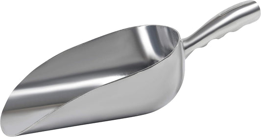 Cast Aluminum Utility Scoop - 58 oz. - Round Bottom, ice scoop For Multi-Purpose Use, With Finger Groove Handle (58 oz.)