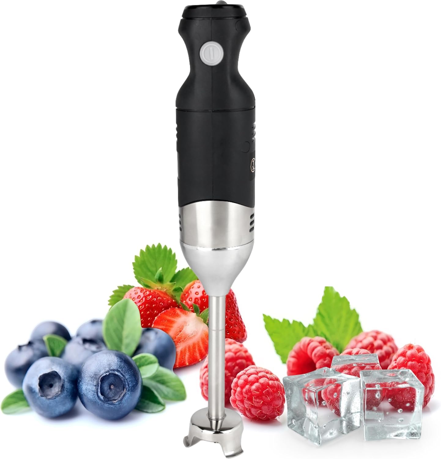 Handheld Immersion Blender 220W - 7” Stainless Steel with 8 Speeds - 110V + 1-Yr Coverage and 24/7 Pro Chef Support