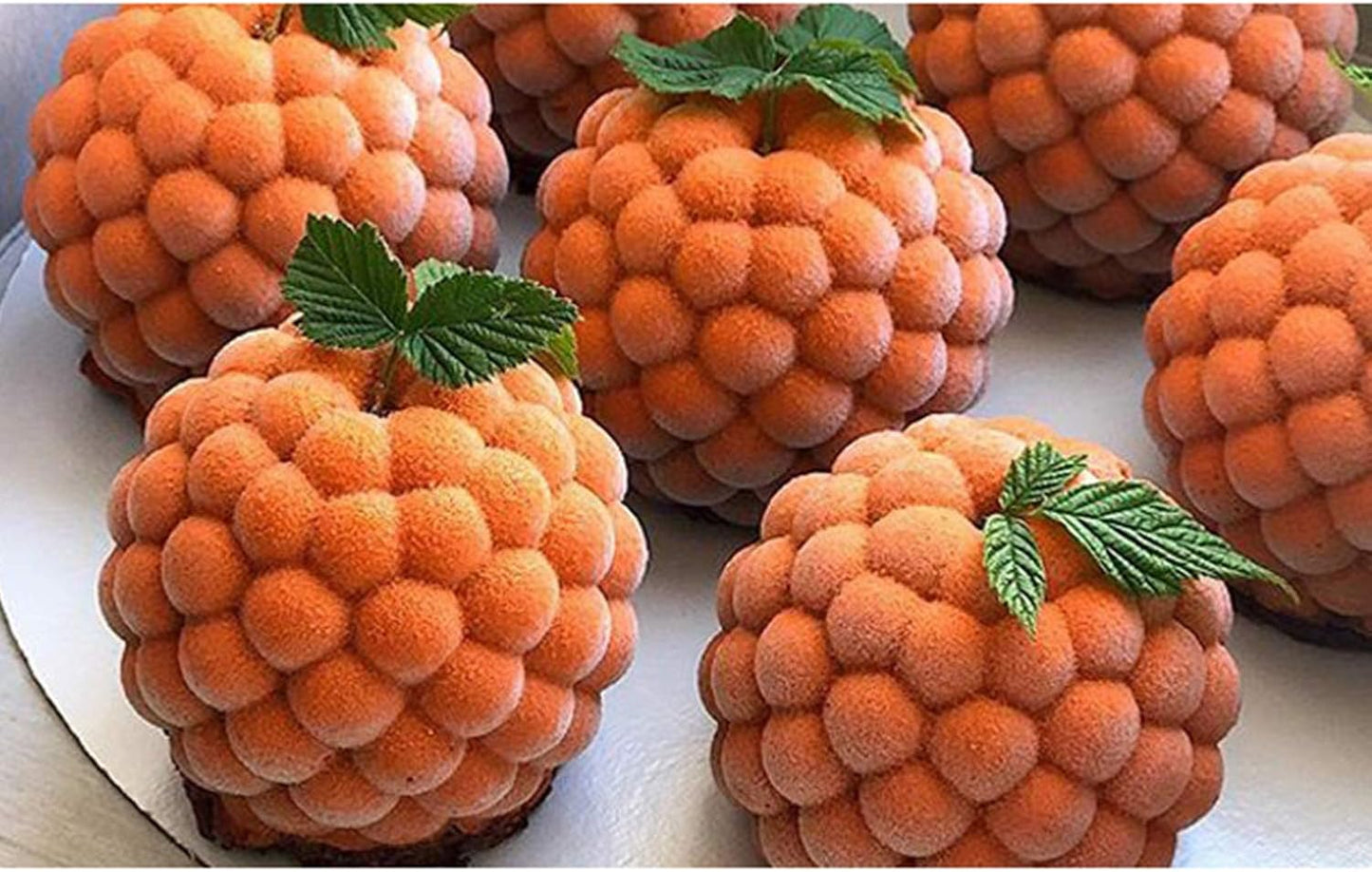 OCPO KITCHEN 3D Raspberry Silicone Mold for Baking Mousse Cake, Candy, Chocolate, Truffle, French Dessert, Pastry, Cupcake, Fruit Ice Cream Mould, Cake Decoration Mold, Raspberry Shape (4-Cavity)