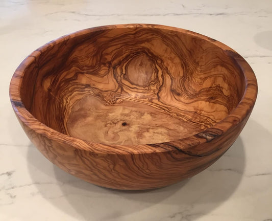 11" Artisan Olive Wood Serving Bowl/Centerpiece Unique decorative Wooden Bowl for Fruit, Salad, Snacks, Chips. In Small 6", Med 7", Lg 8", XL 11", XXL 12". (Extra Large 11 inch)
