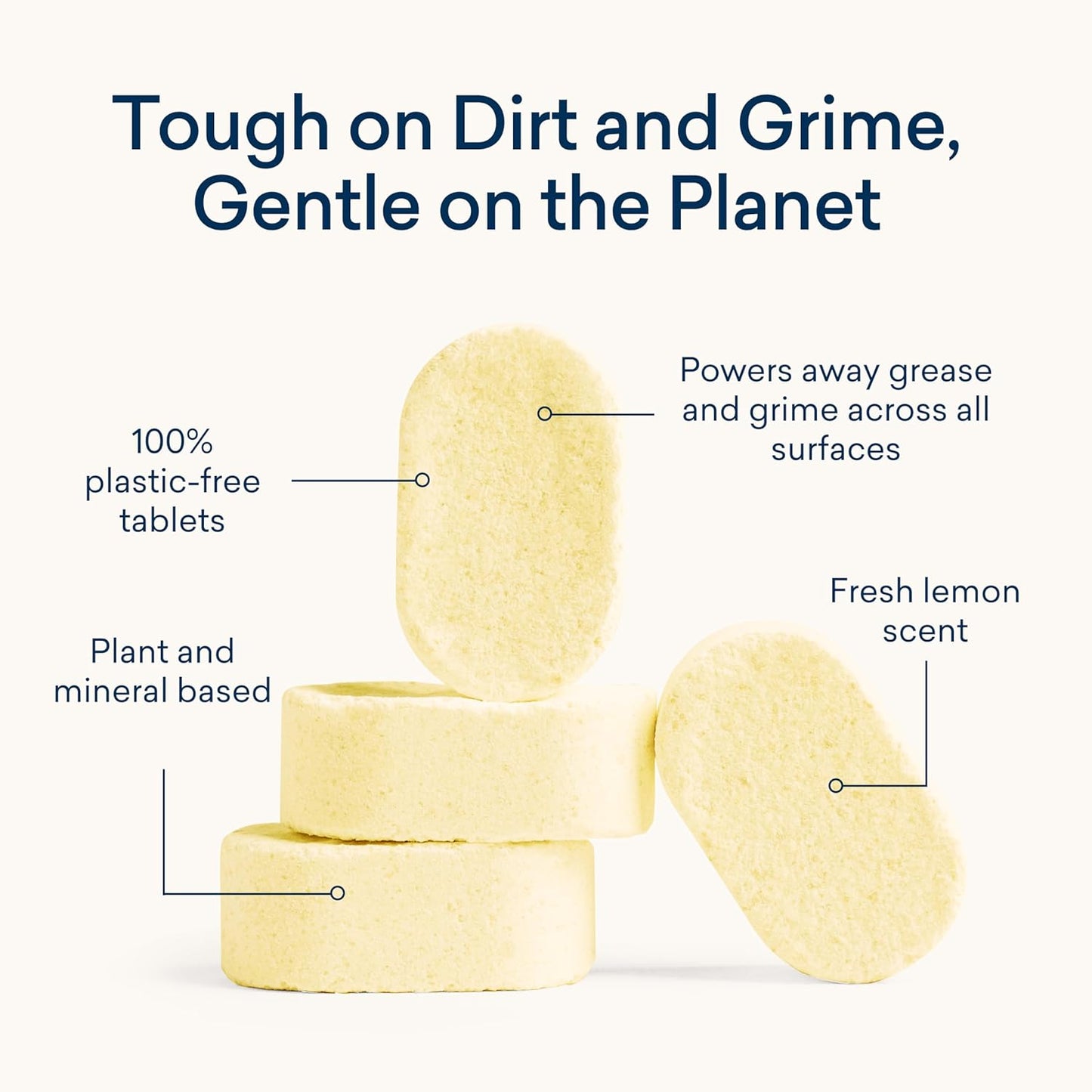 BLUELAND Multi-surface Cleaner, Starter Set, Fresh Lemon Scent, Spray Bottle with 4 Refill Tablets, All-Purpose, Eco-Friendly Cleaning Supplies, 4 x 24 Fl oz