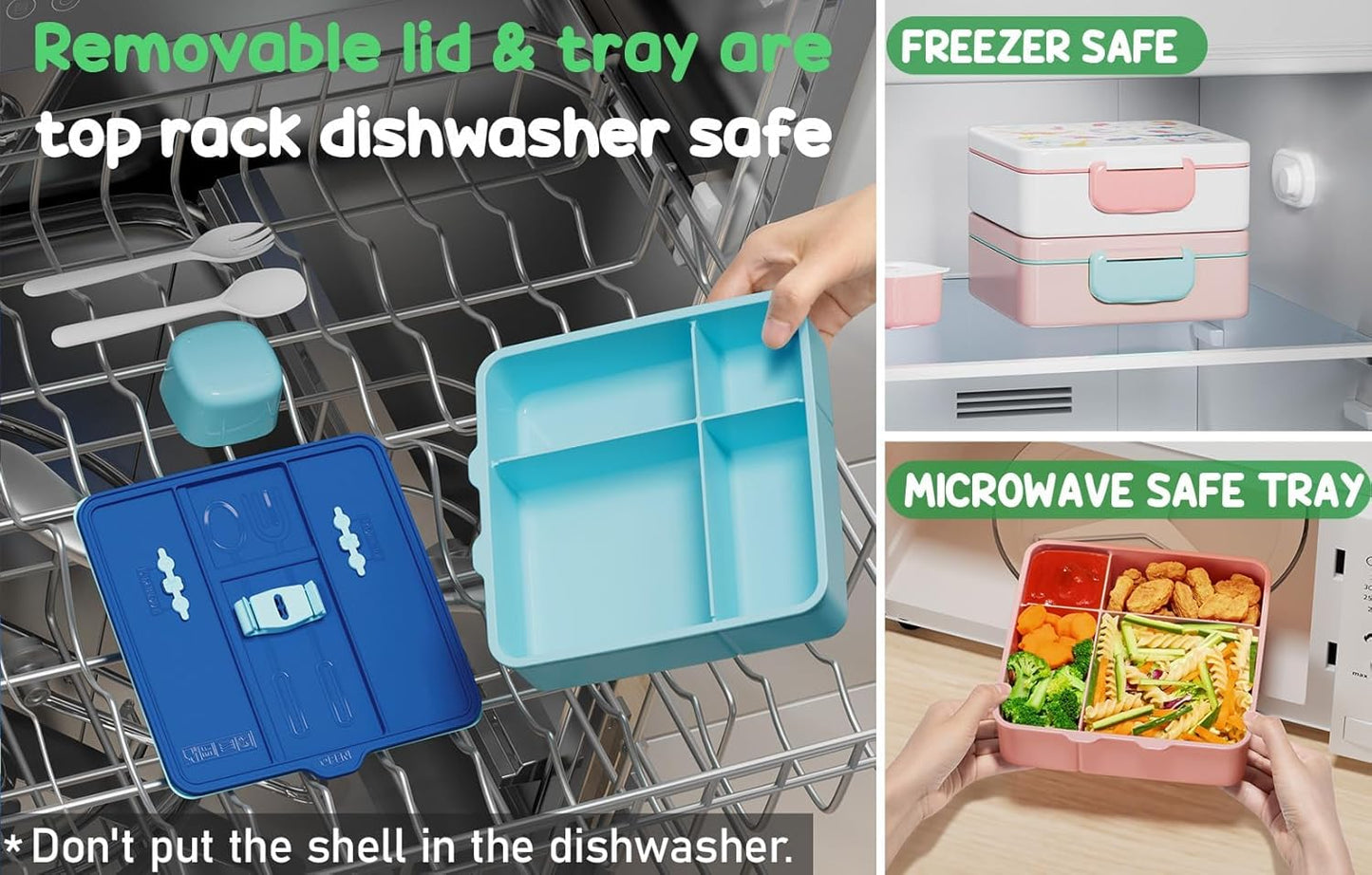 Fimibuke Kids Bento Snack Lunch Box with 4 Compartment, Insulated Bag, Stainless Steel Vacuum Thermos Food Jar, Ice Pack, Utensils Set, Birthday Gift for Age 3-12 Back to School Toddler Girl Boy Adult