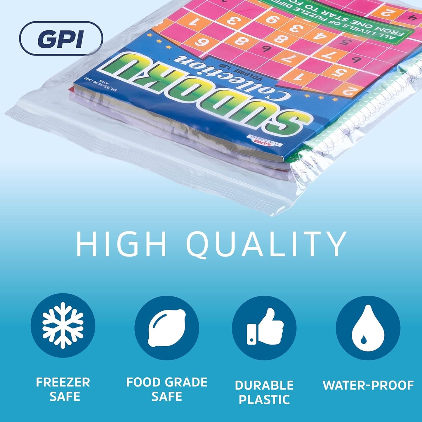 GPI - 7" x 7", Pack of 100, Clear Plastic Reclosable Zip bags, Large, Bulk 2 mil Thick Strong & Durable Poly Baggies With Resealable Zip Top Lock For Travel, Storage, Packaging & Shipping.