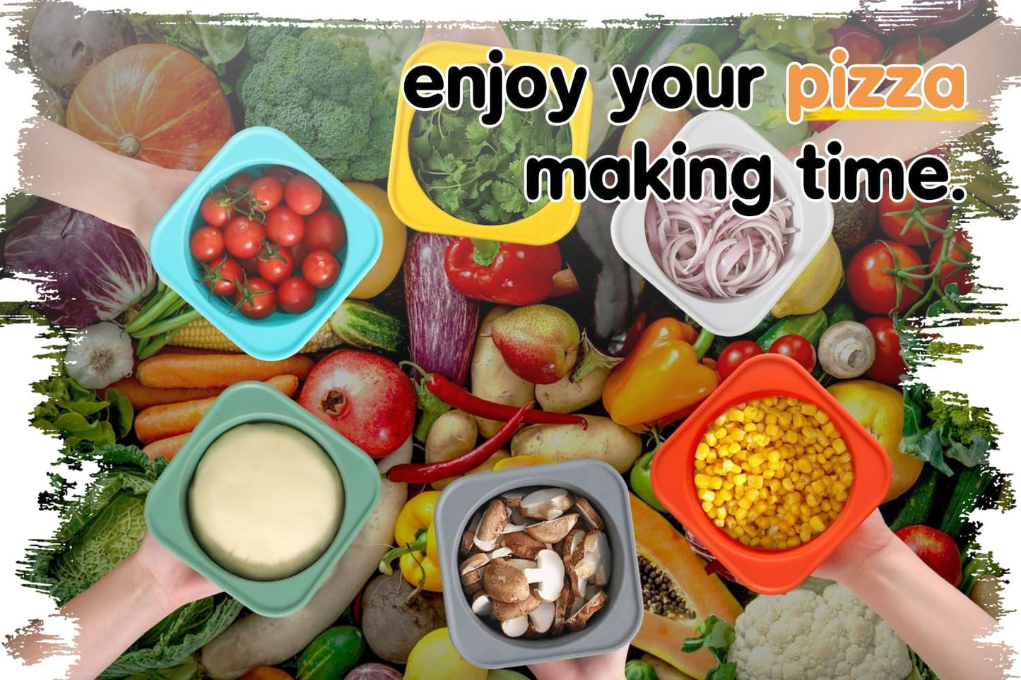 Stackable Silicone Artisan Pizza Dough Proofing Boxes Proving Containers with Lids pizza making accessories-5pack-500ml portion (Green)