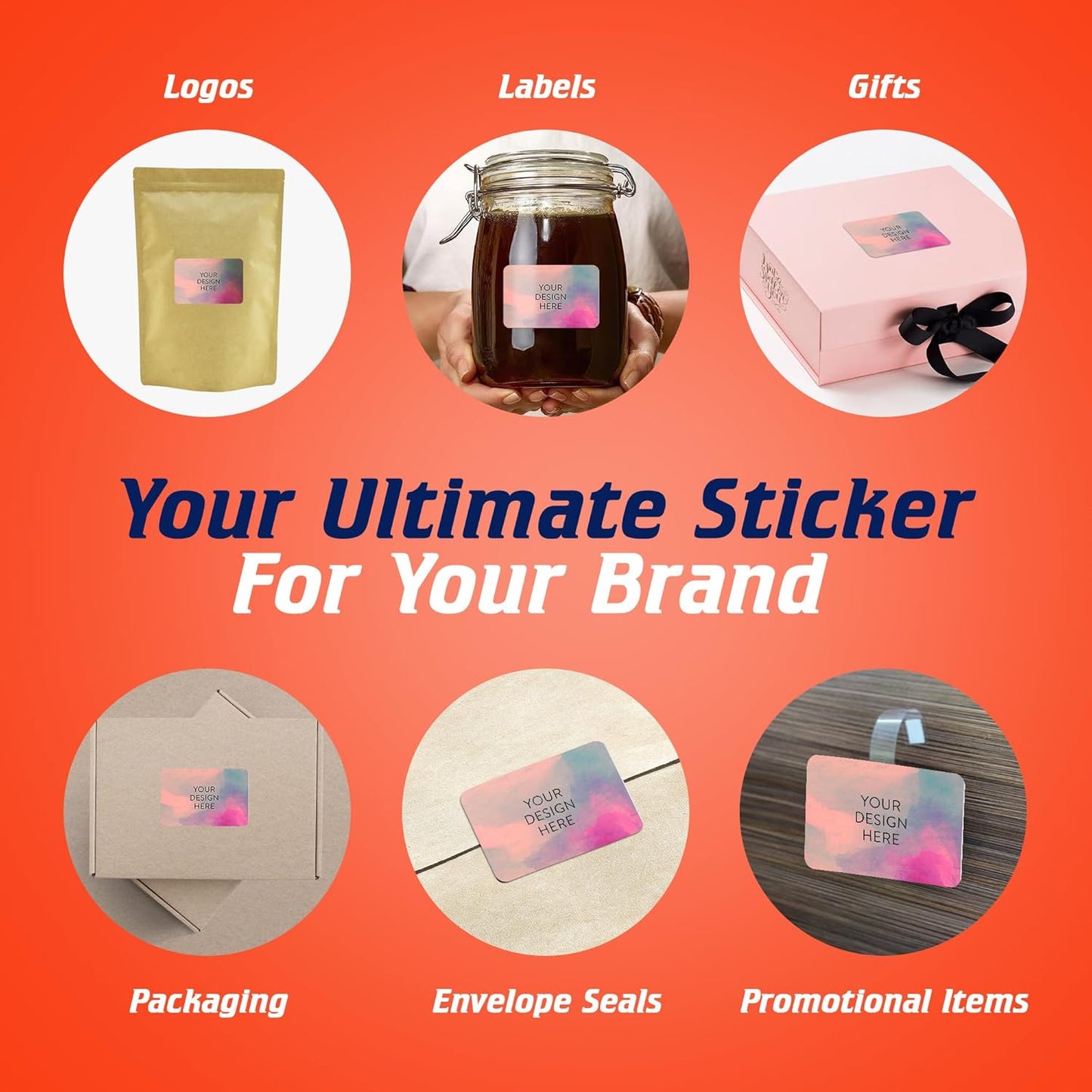 100 Custom Vinyl Stickers - Upload Your own Image, Text, Design, Logo - Personalized Logo Labels for Handmade, Packaging, Bottle, Jars, Candle, Brand Stickers (Rose, 3x2)