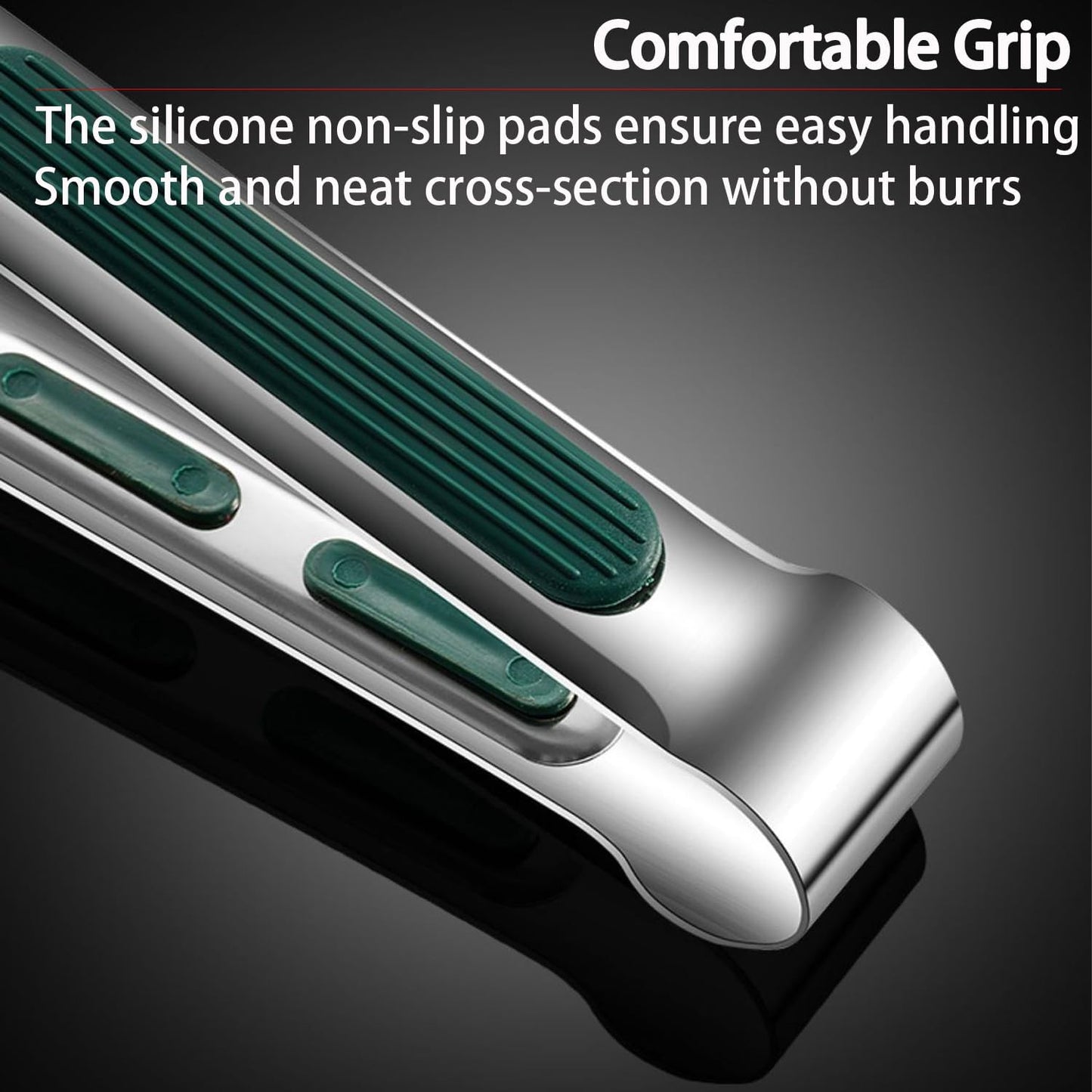 Stainless Steel Kitchen Tong Set - Anti-Slip Heat-Resistant Grip, Widened 3-Line Slotted Heads for Easy Clamping (Steaks, BBQ, Pasta, Salads), Easy Clean 3-Piece Set (6/9/11 Inches) for Versatile Use