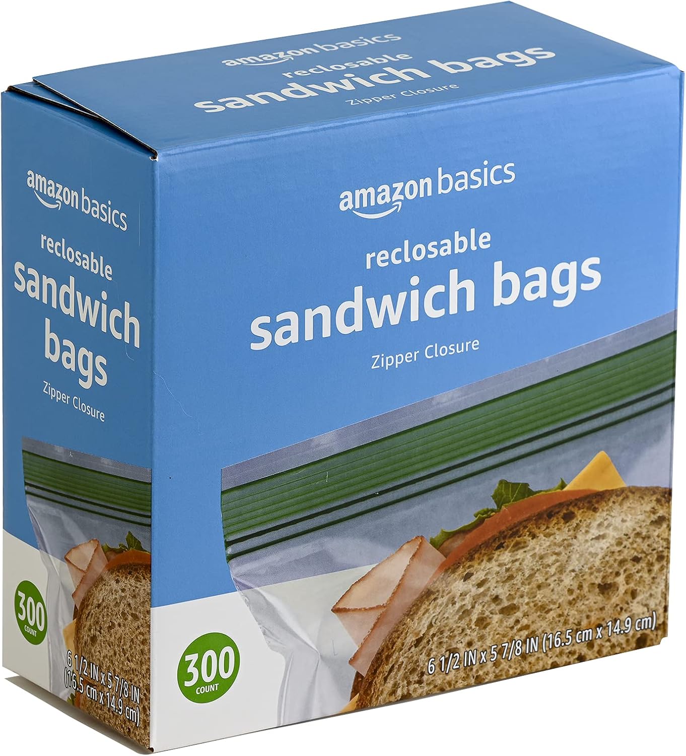 Amazon Basics Sandwich Storage Bags, 300 Count (Previously Solimo) (Pack of 2)