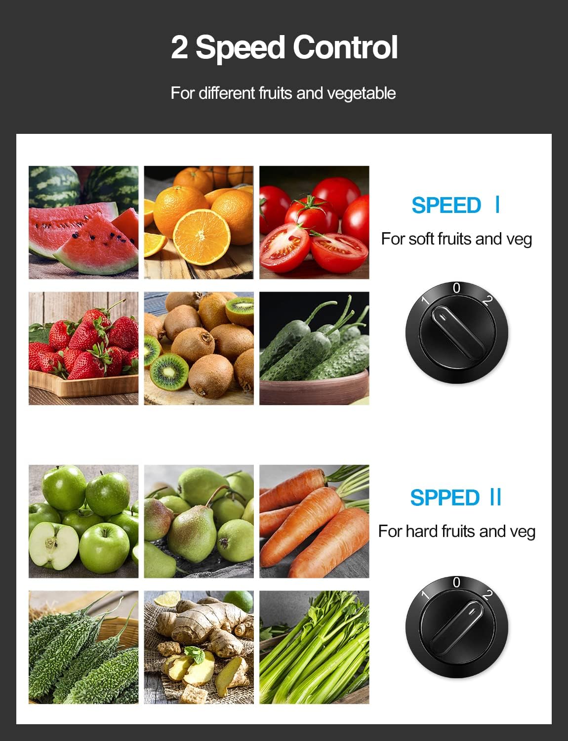 QCen Juicer Machine, 500W Centrifugal Juicer Extractor with Wide Mouth 3” Feed Chute for Fruit Vegetable, Easy to Clean, Stainless Steel, BPA-free (Blue)