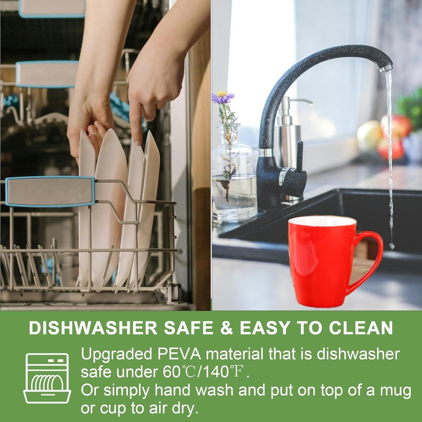 Reusable Sandwich Bag/Snack Bag for Kids & Adults, Dual Layer Lunch Bag with Handle, Cosmetic Bag Makeup Travel Bag for Women Girls, Washable, Food Safe, BPA Free (1-Pack, Dinosaur)