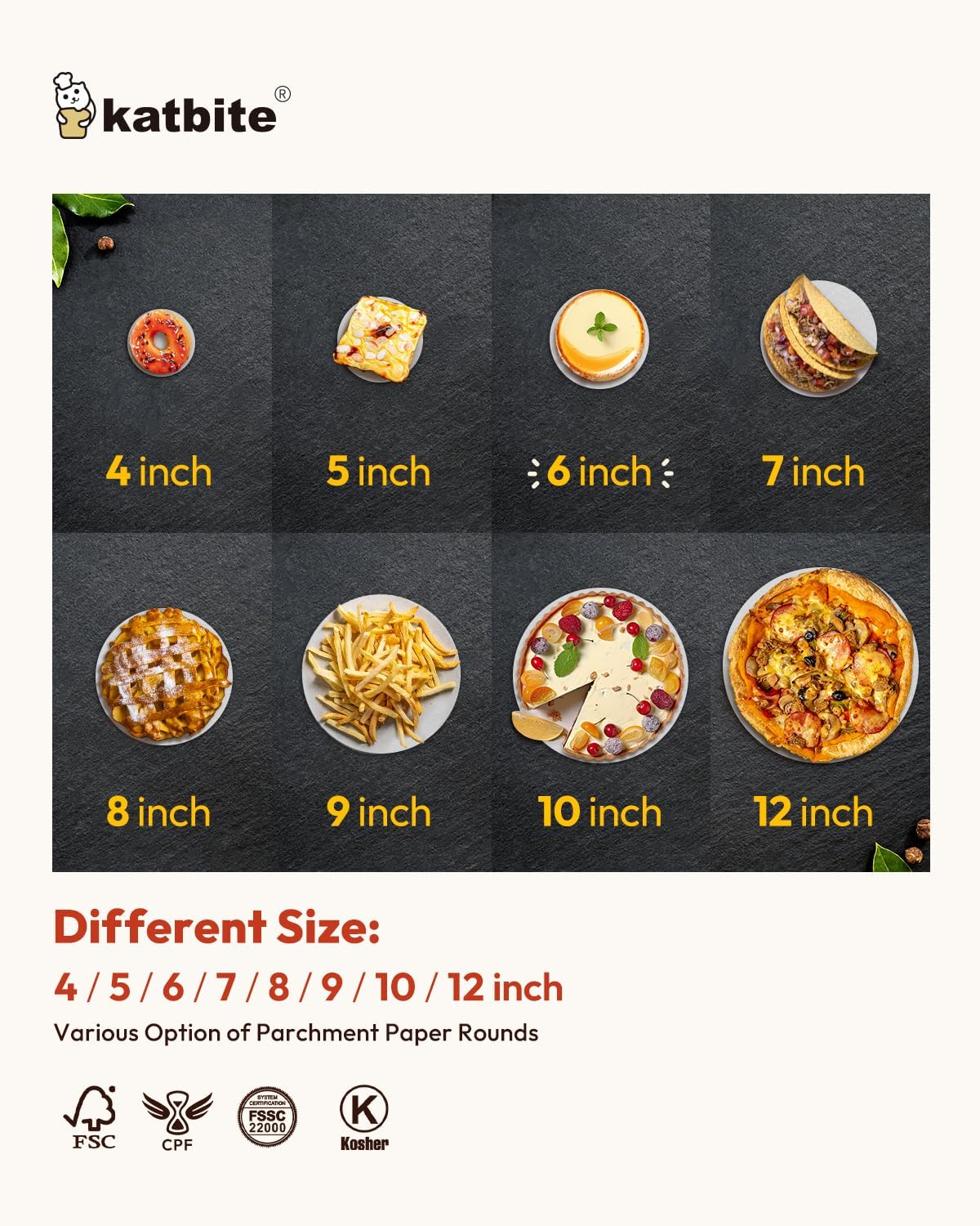 Katbite 400Pcs 6 Inch Parchment Paper Rounds, Round Parchment Paper for Cake Baking, Patty Separating, Tortilla Wrapping(2 Pack of 200Pcs)