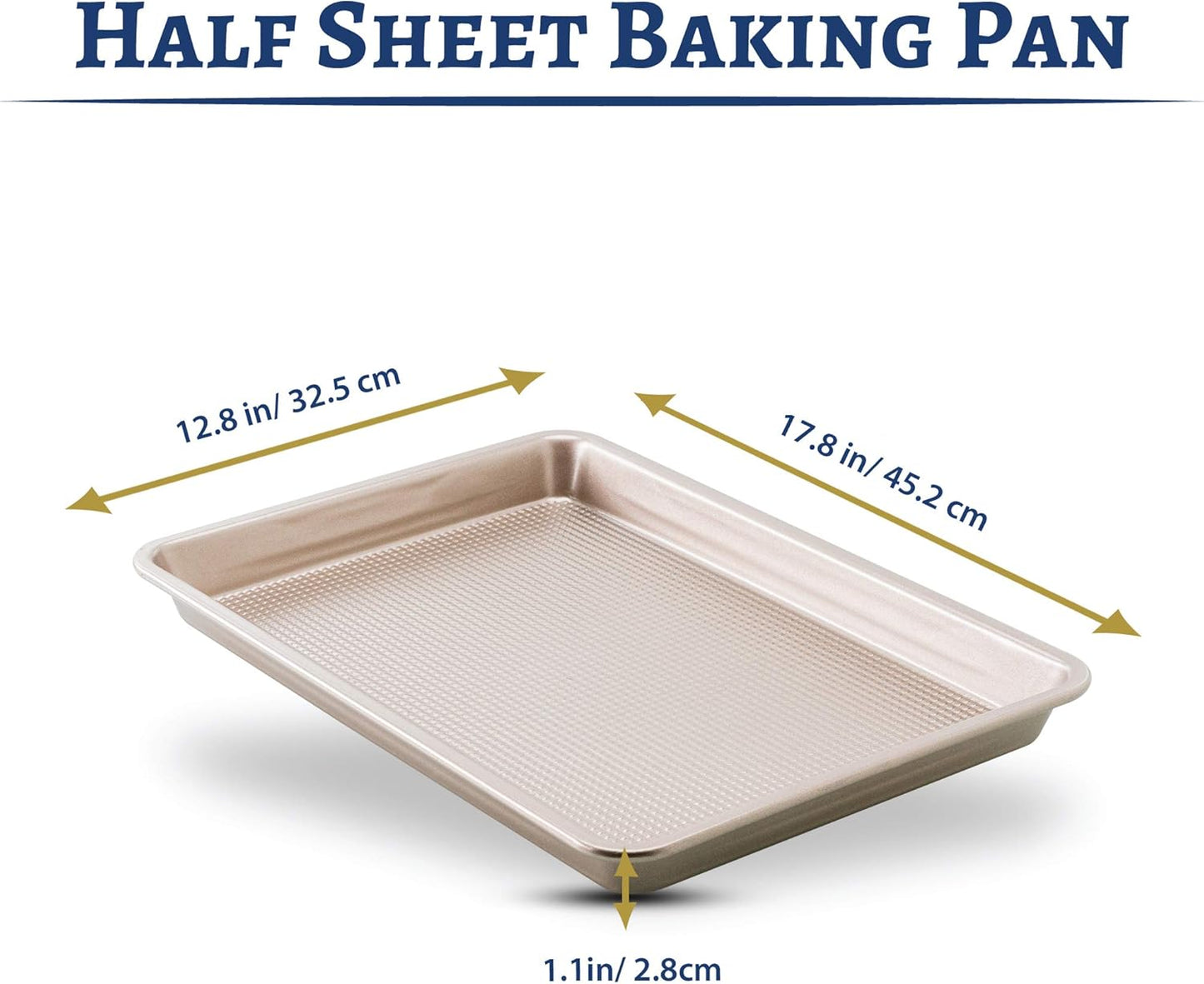 Ultra Cuisine Nonstick Half Sheet Baking Pan - Food Safe Coating, Warp & Scratch Resistant Texture for Airflow, & Carbon Steel Design Durable for Professional Quality Roasting, Size 13 x 18 inch