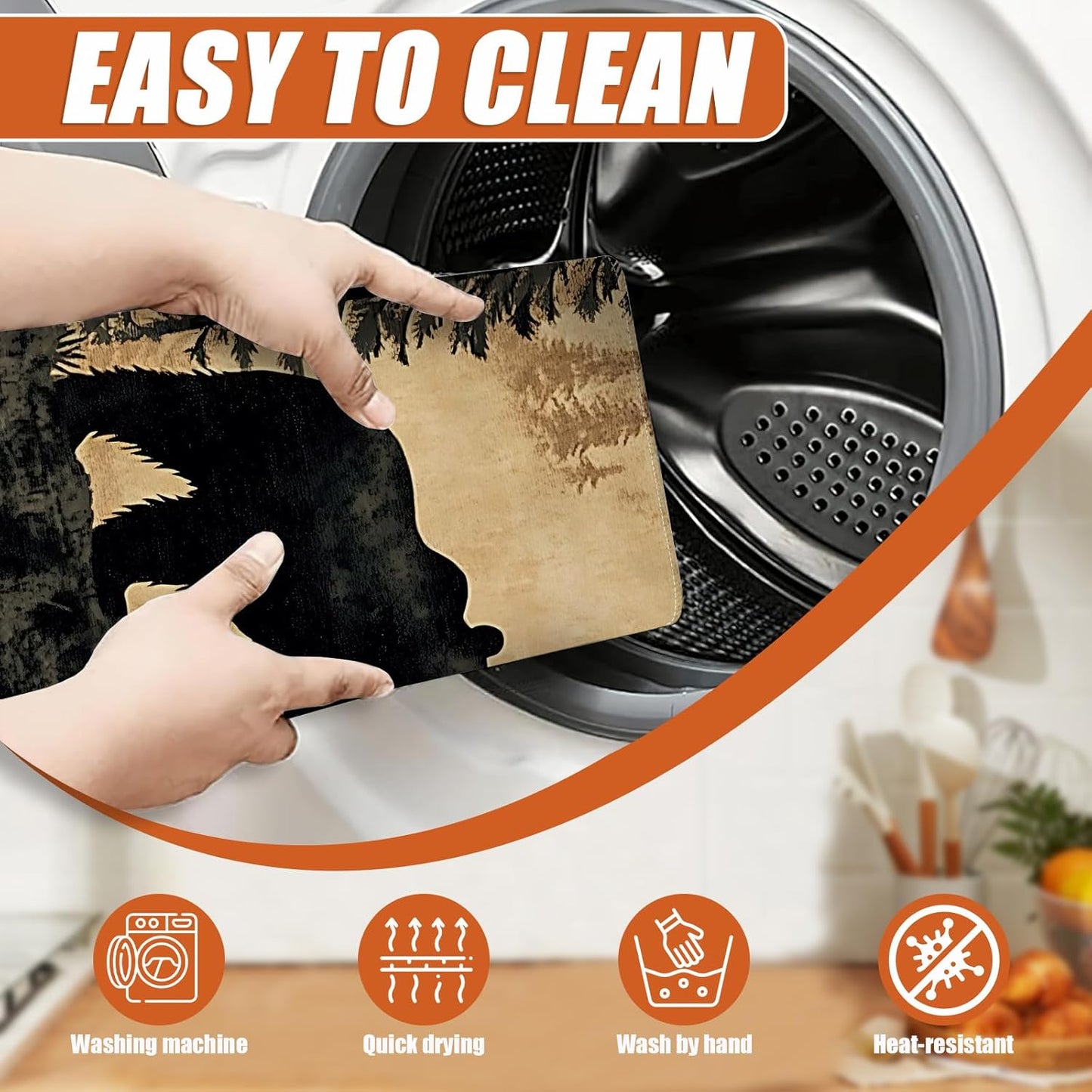 Forest Bear Dish Drying Mat for Kitchen Counter Microfiber Absorbent Dish Kitchen Drying Mat Draining Reusable Washable for Dishes/Utensils/Counterto