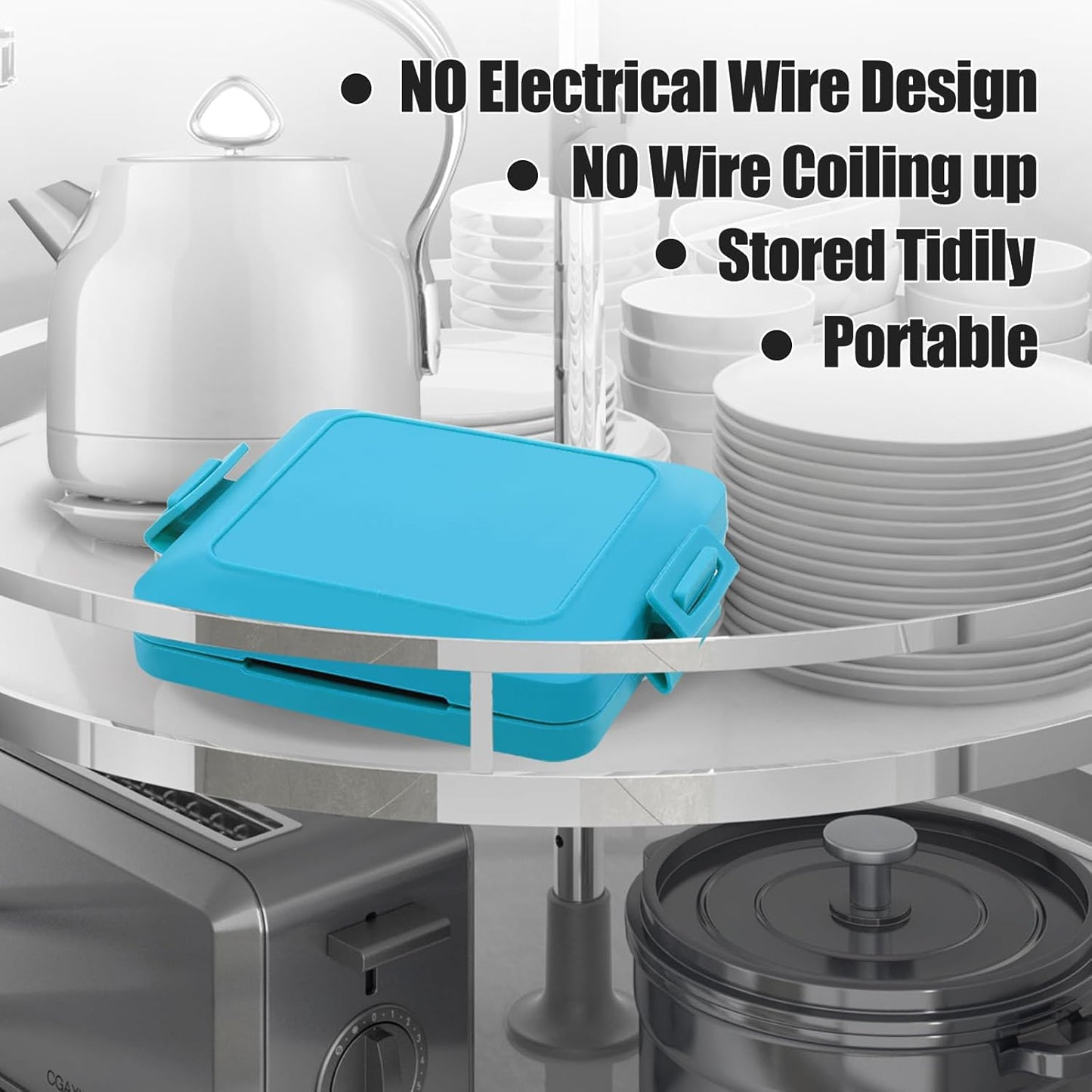 Toaster,Microwave Toaster, Sandwich Maker, Waffle Maker, Panini Maker, Dishwasher Safe,NO Electricity,Wireless,Time Saving,Fast (Blue, Microwave Sandwich and Waffle Maker)