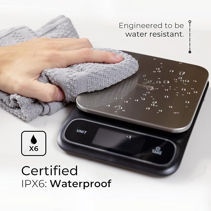 Fradel 0.1g Digital Kitchen Food Scale in Grams & Ounces - 11lb, for Cooking, Baking, Weight Loss - Square