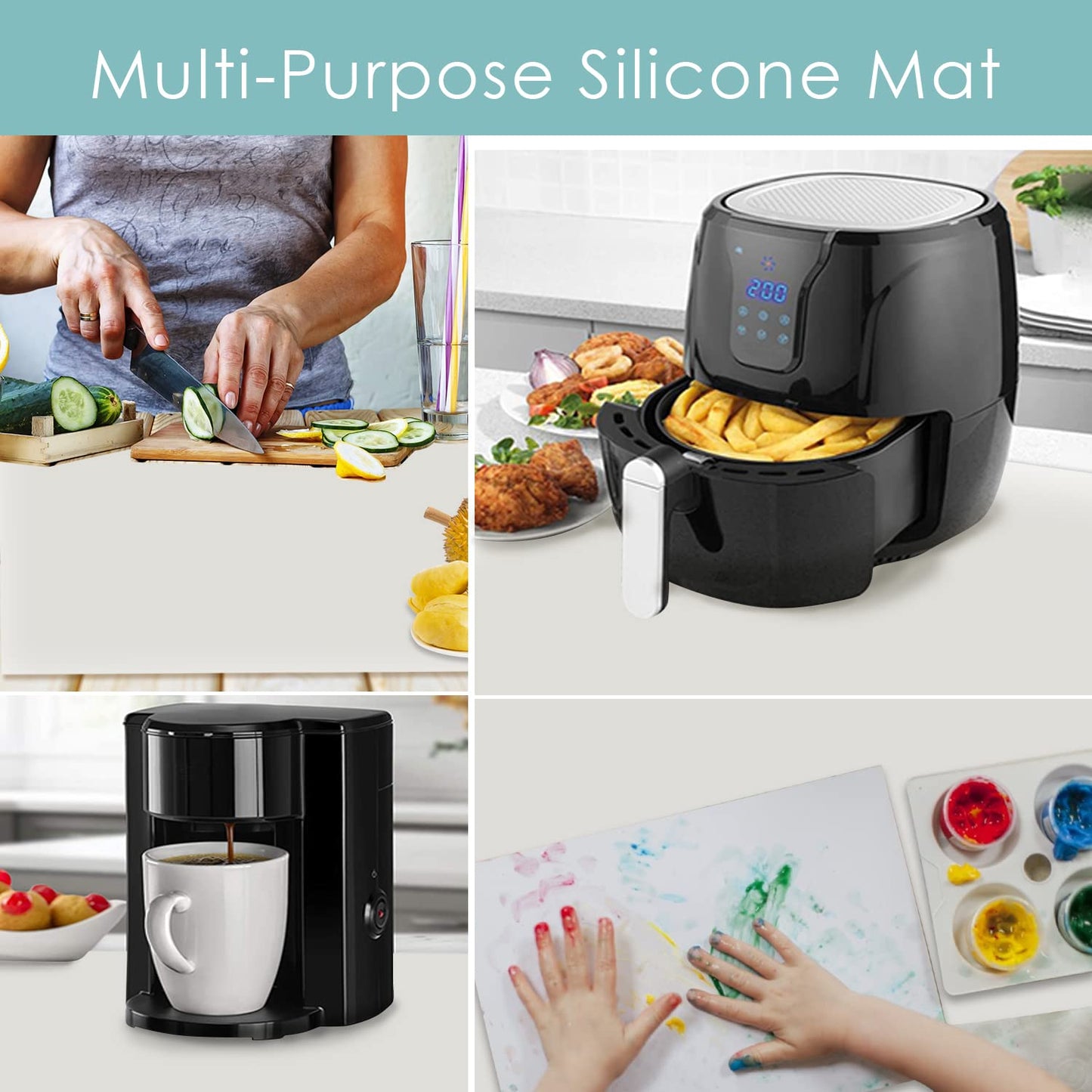 Extra Large Silicone Table Mat, Food-Grade Silicone Mat for Crafts Kids Placemat Desk Countertop Waterproof Protector Heat Insulation Kitchen Pastry Rolling Dough Pad, 27.6 x 19.7'' Light Gray, 1 Pack