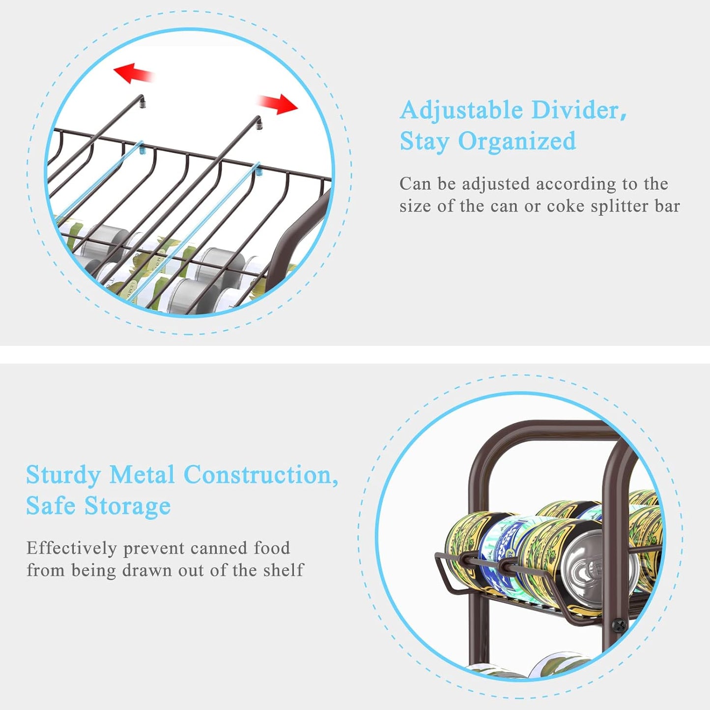 Vrisa Can Organizer for Pantry 7-tier Can Dispenser Rack Holde up to 84 Cans Multifunctional Can Holder for Canned Food Storage Kitchen Cabinet or Pantry Shelf Rustic Brown