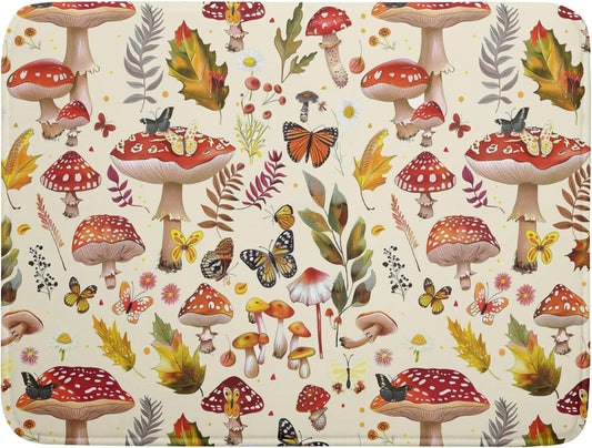 Magic Mushroom Dish Drying Mats Botanical Decorative Absorbent Drying Pad Microfiber Kitchen Sink Rack Mats 18 X 24 Inch