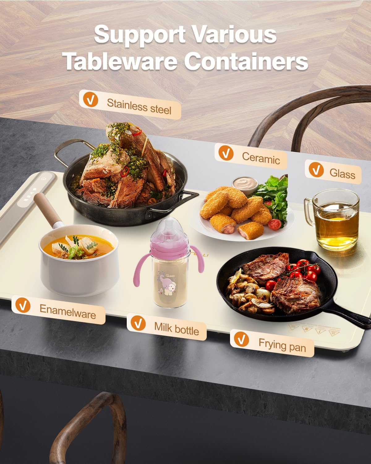 Electric Warming Tray - Full Surface Heating,Rollable & Portable,Premium Silicone Nano-Material,3 Temperature Settings,Auto Shut-Off -Versatile Food Warmer for Gatherings,Parties,Everyday Use